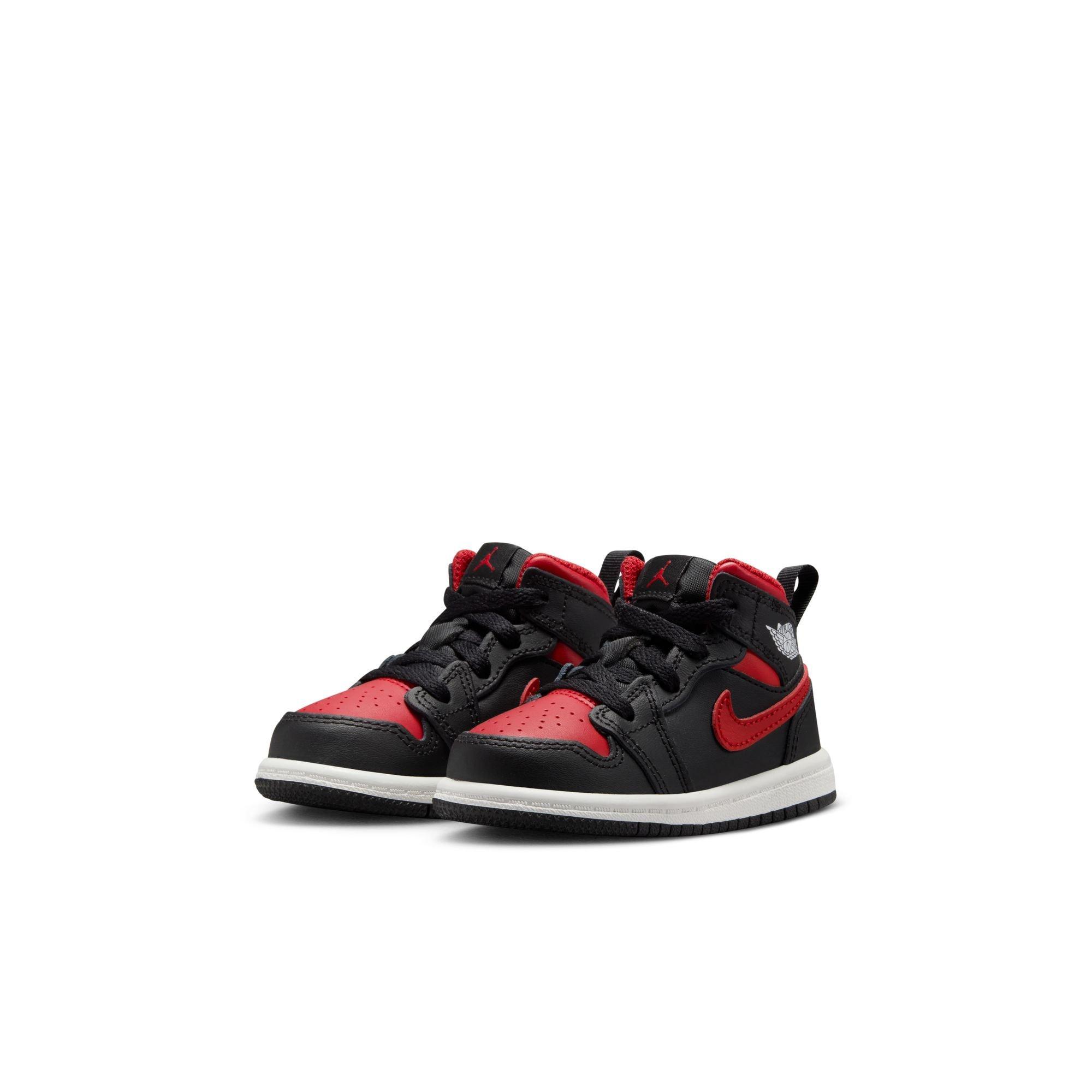 Jordan 1 Mid Toddler Boys' "Black/Varsity Red/Summit White" Shoe