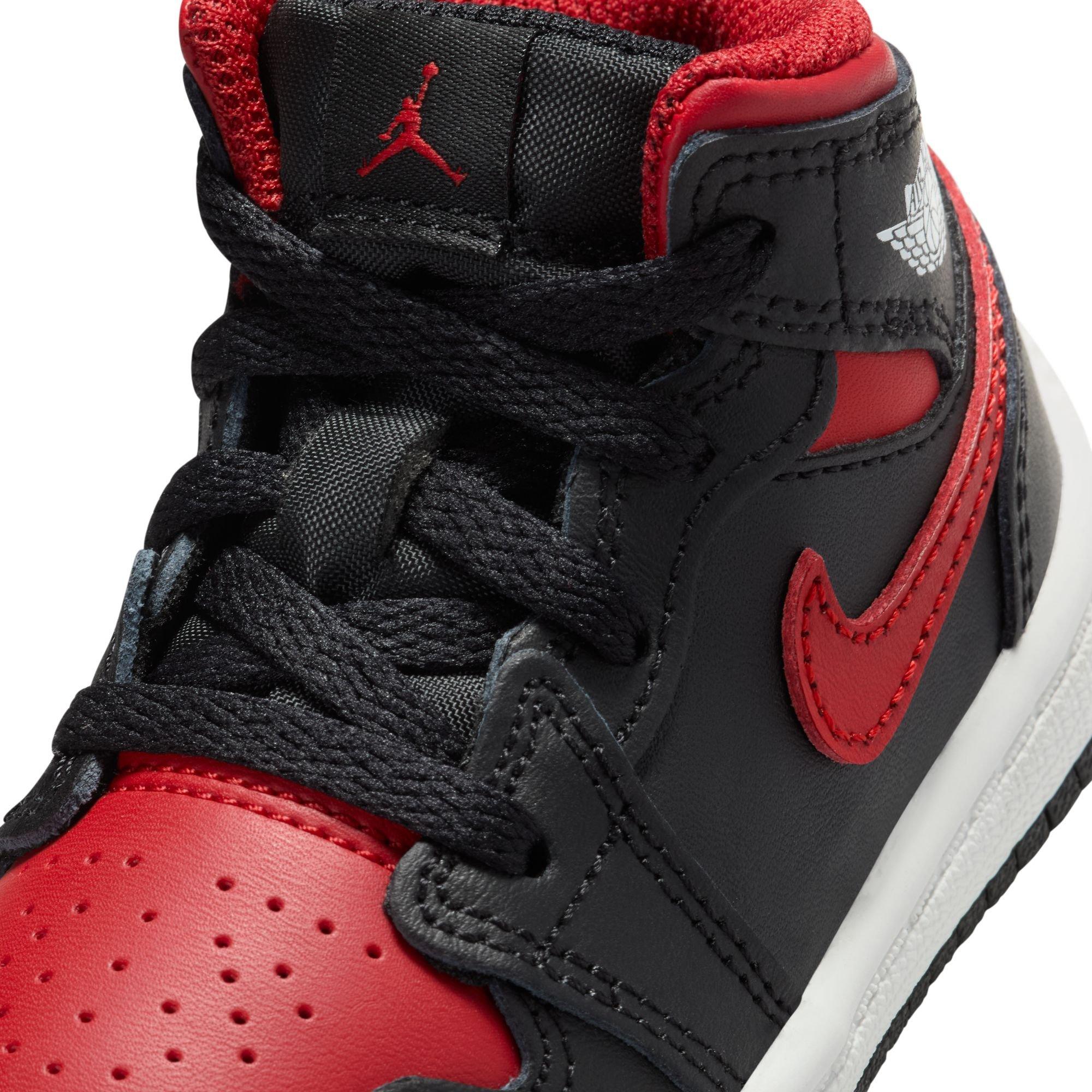Jordan 1 Mid Toddler Boys' "Black/Varsity Red/Summit White" Shoe