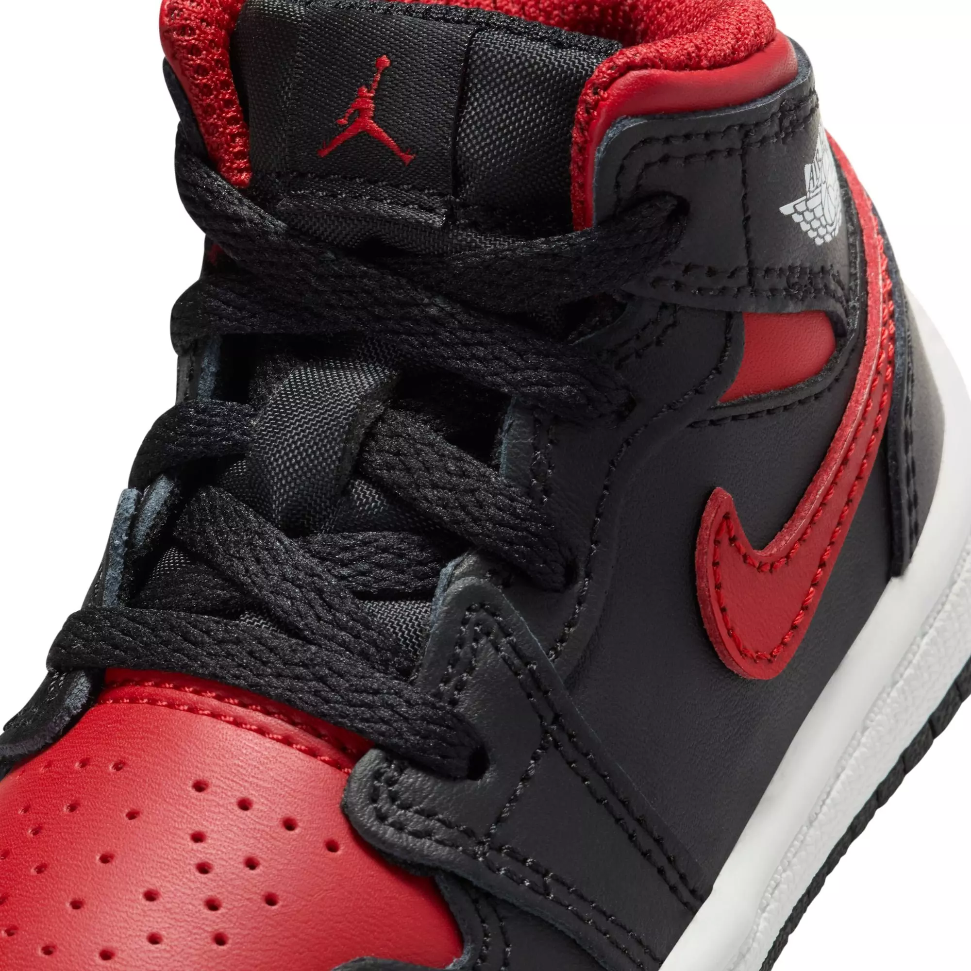Jordan 1 Mid "Black/Varsity Red/Summit White" Toddler Boys' Shoe - BLACK/RED