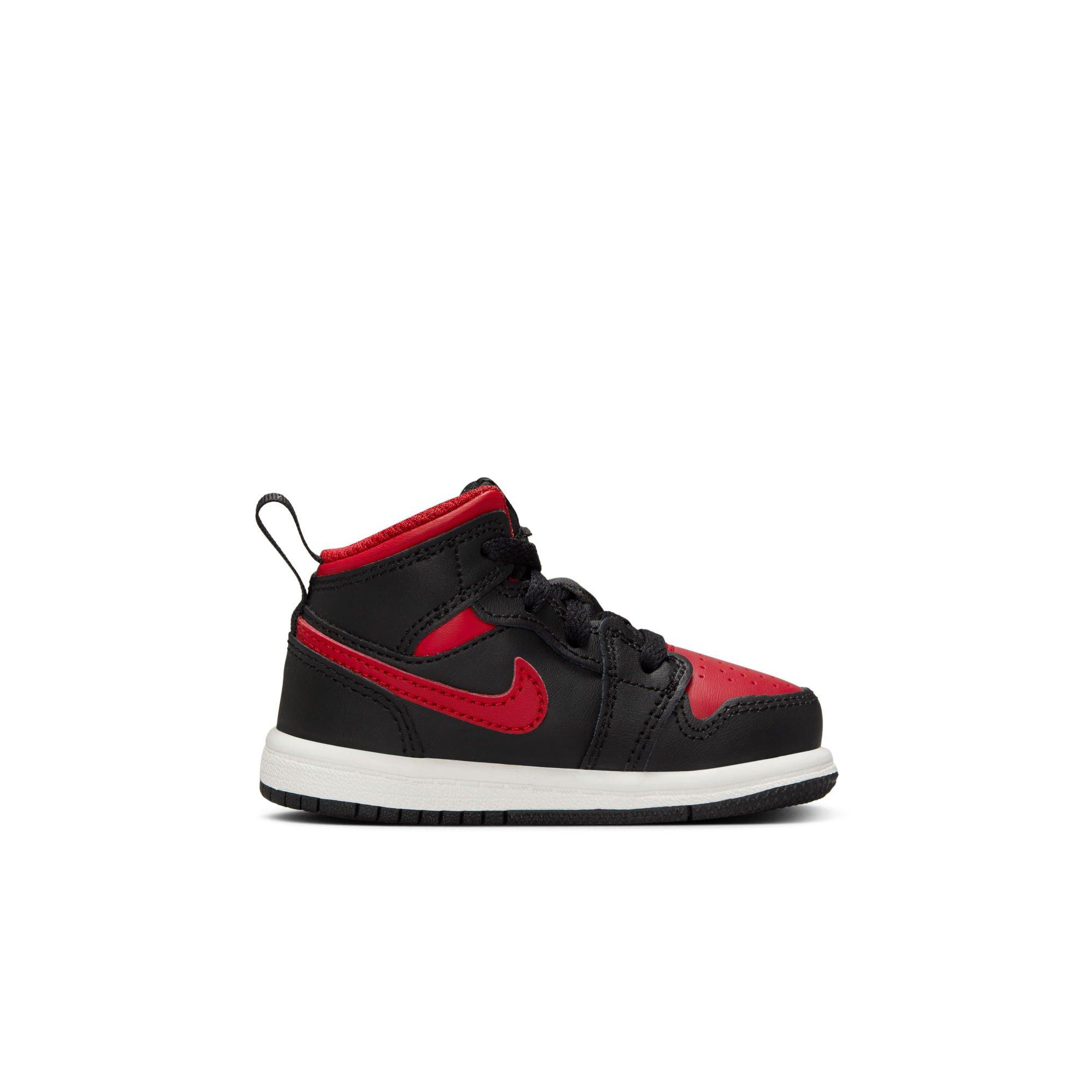 Jordan 1 Mid Toddler Boys' "Black/Varsity Red/Summit White" Shoe