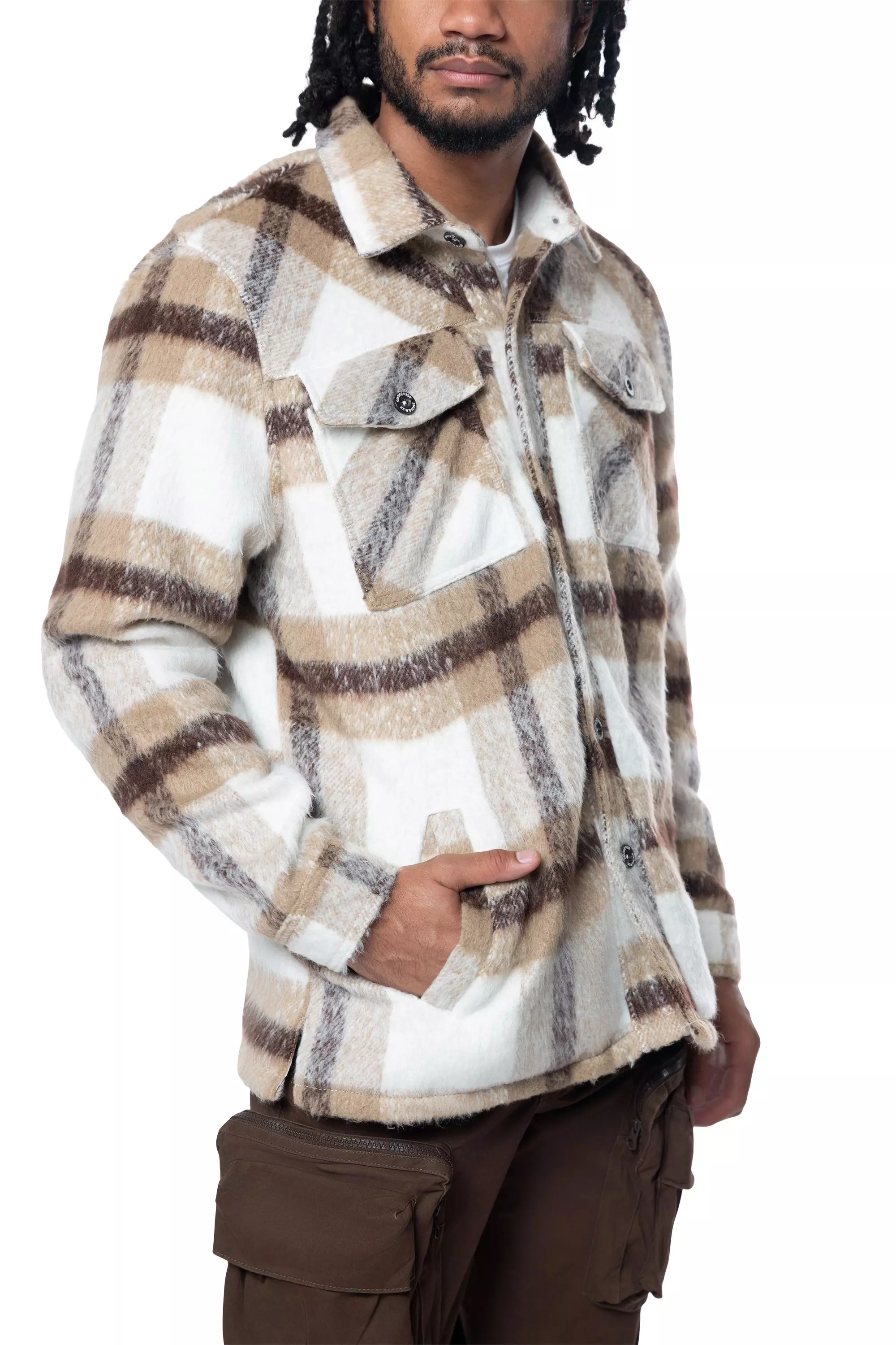 Smoke Rise Men's Plaid Flannel Overshirt - Brown - TAN