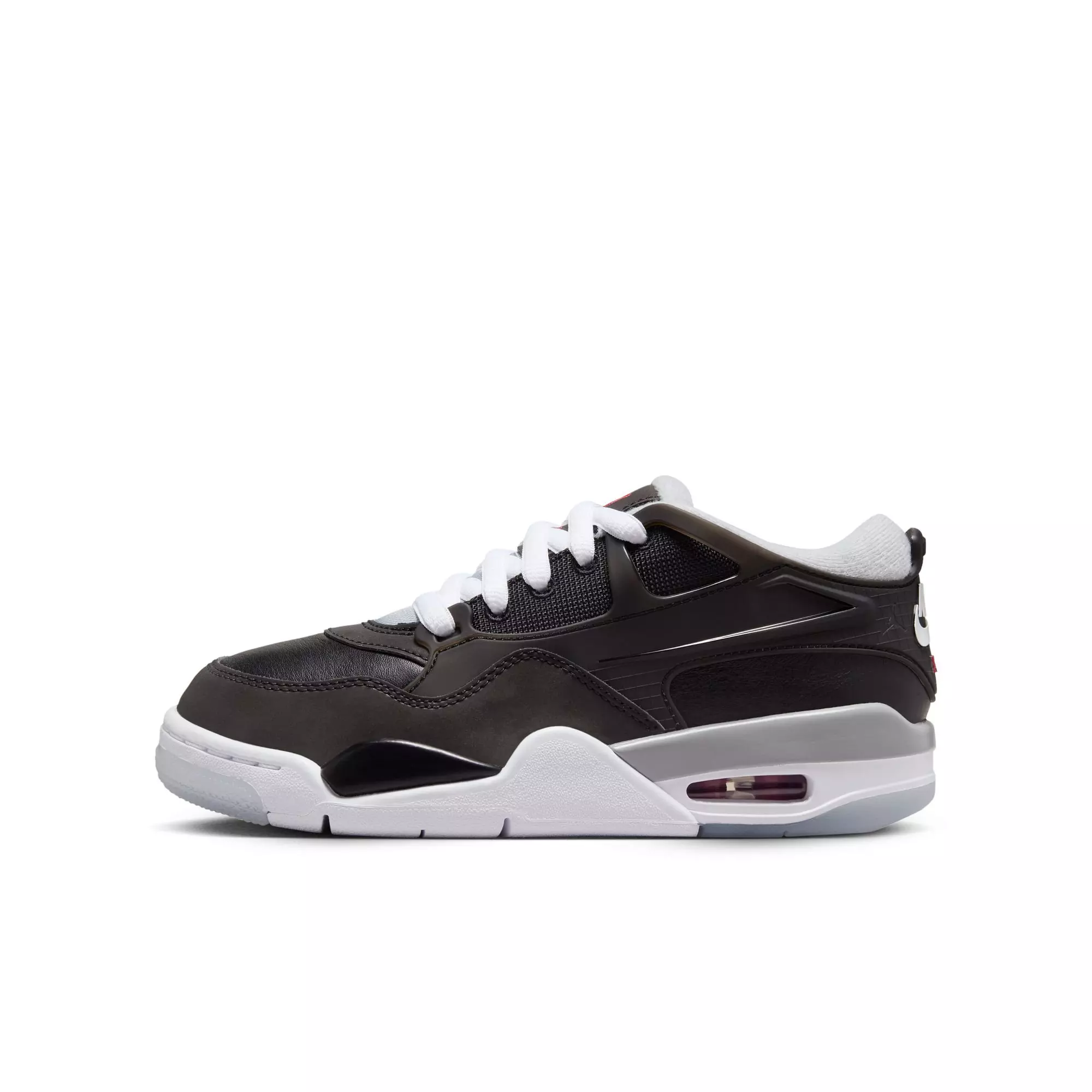 Jordan 4 RM "Black/Fire Red/Wolf Grey/White" Grade School Boys' Shoe - BLACK/RED/WHITE