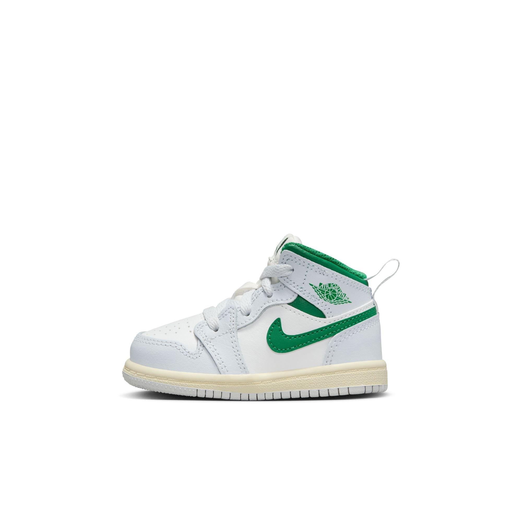 Jordan 1 Mid Toddler Boys' "Summit White/Pine Green/Pure Platinum" Shoe