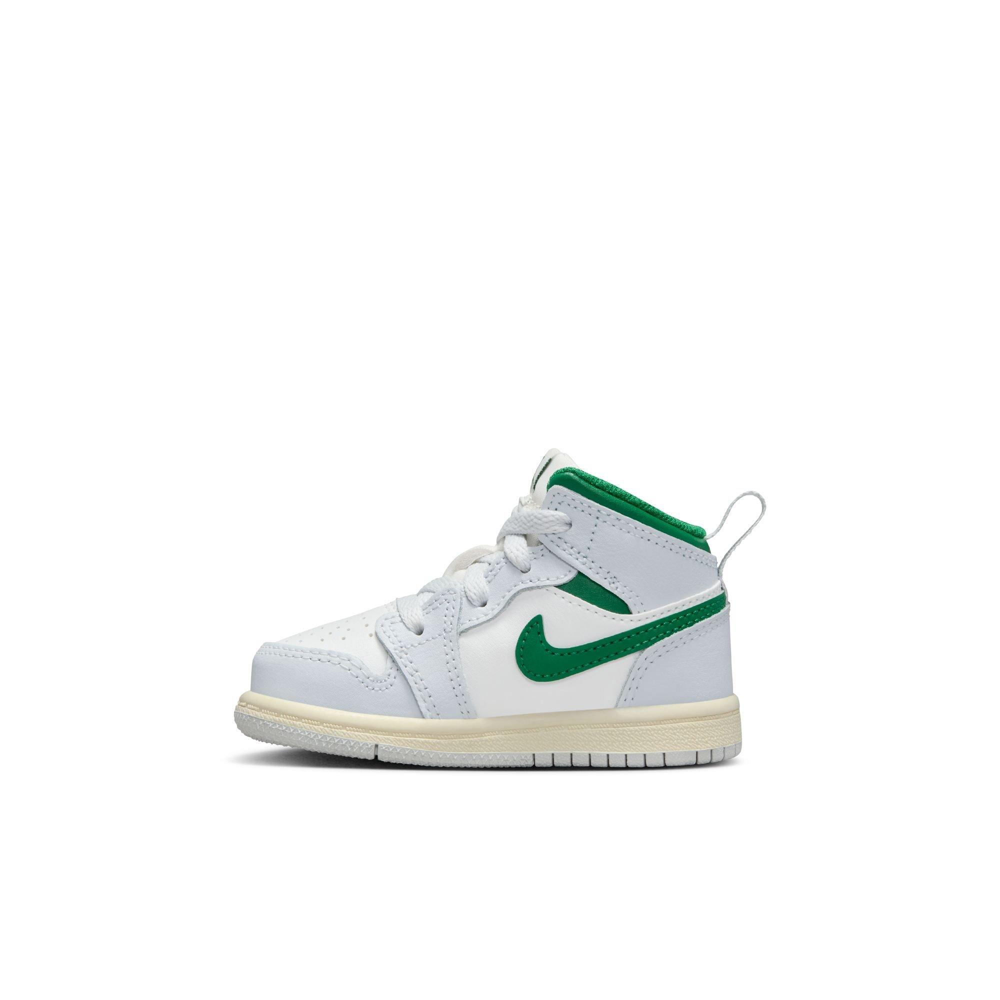 Jordan 1 Mid Toddler Boys' "Summit White/Pine Green/Pure Platinum" Shoe