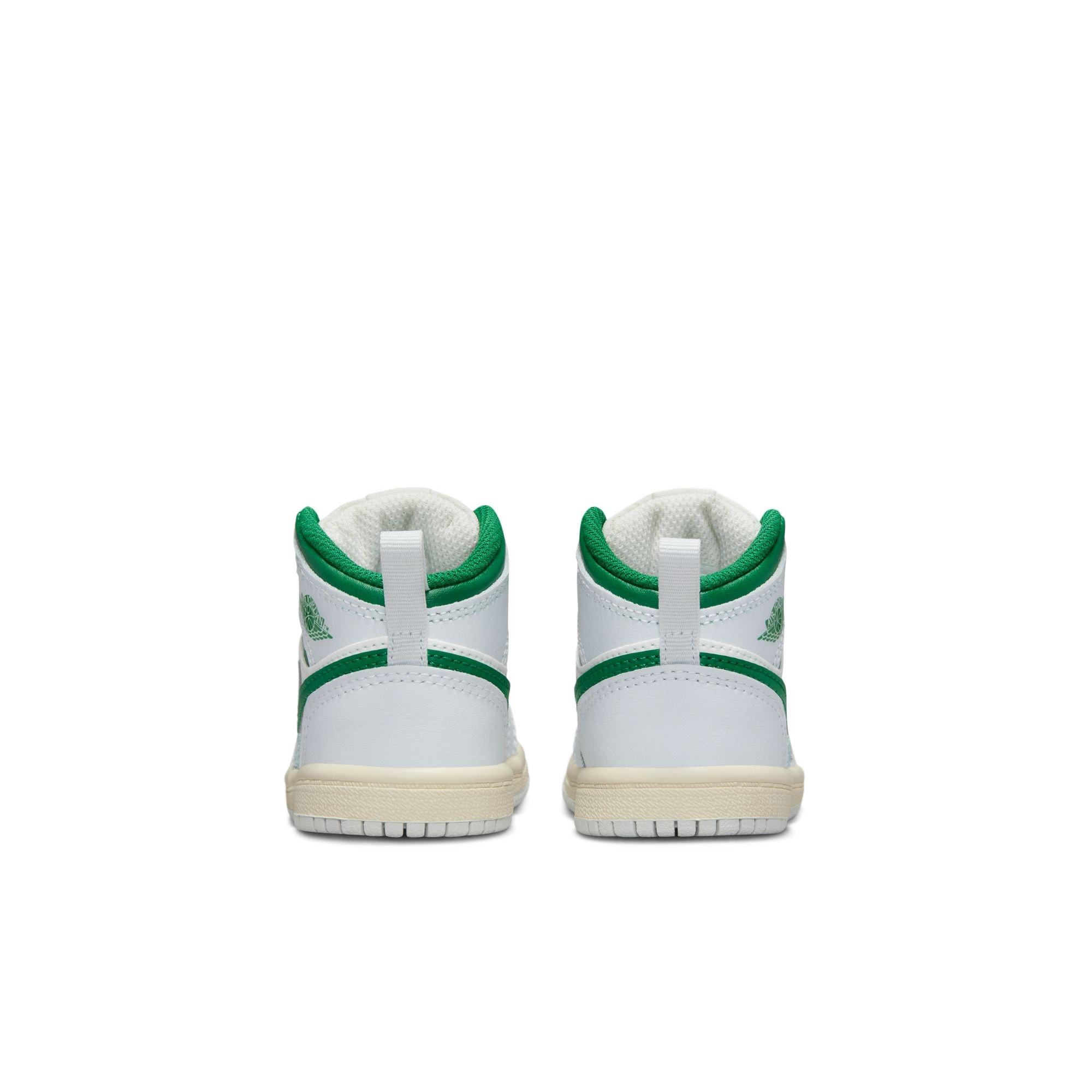 Jordan 1 Mid Toddler Boys' "Summit White/Pine Green/Pure Platinum" Shoe