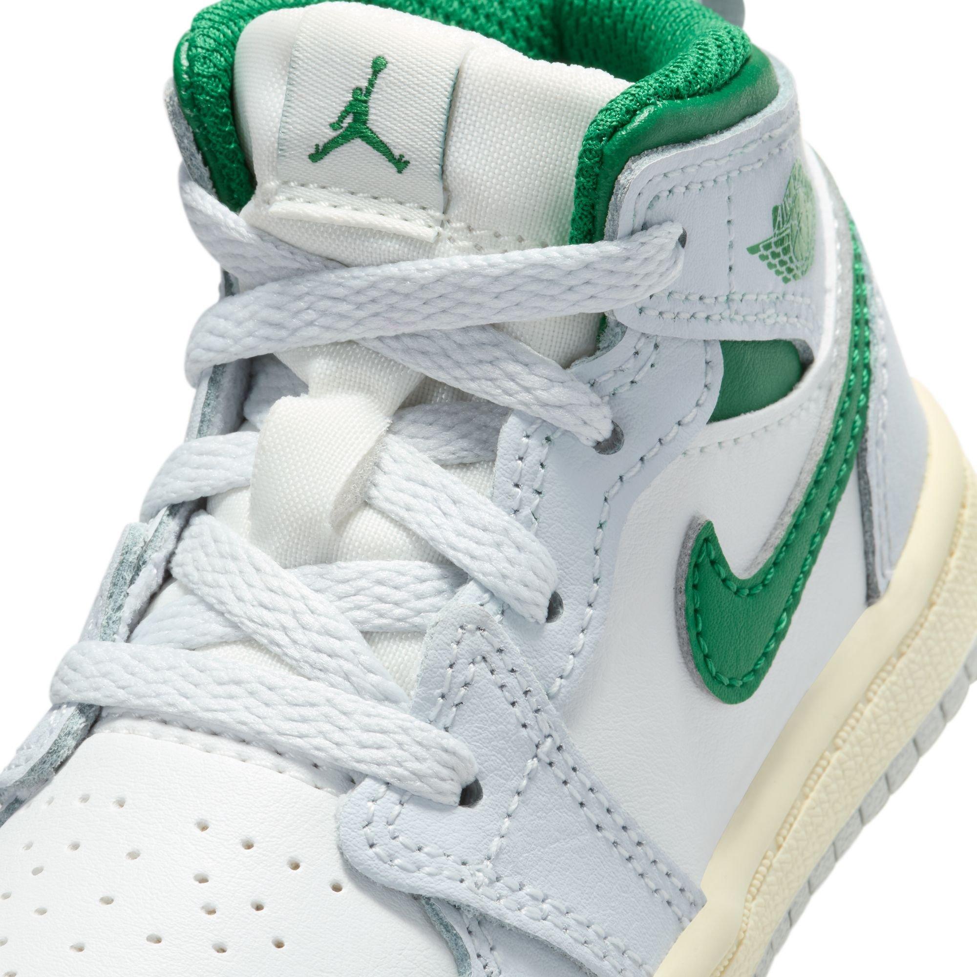 Jordan 1 Mid Toddler Boys' "Summit White/Pine Green/Pure Platinum" Shoe