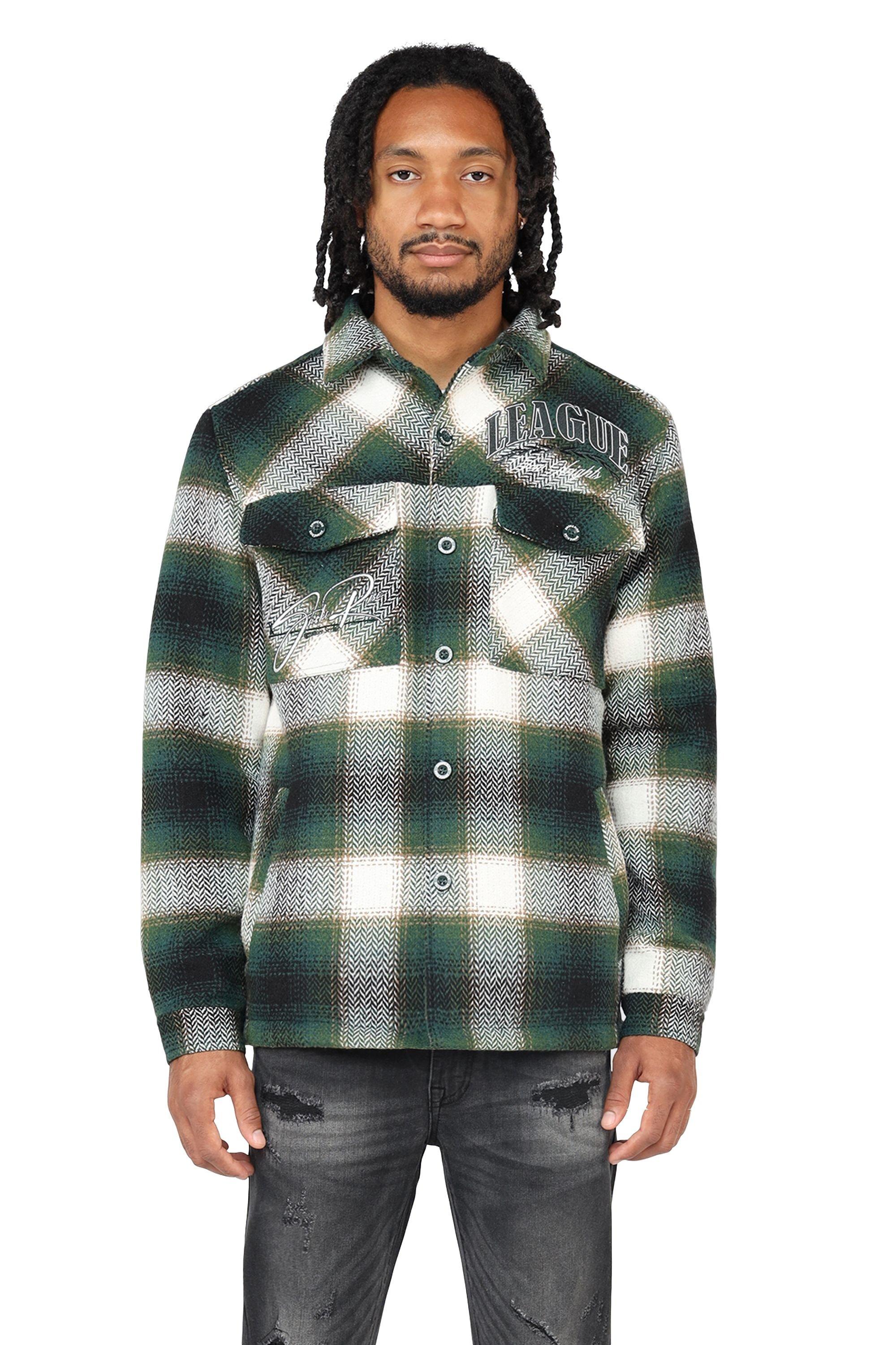 Smoke Rise Men's League Plaid Shacket - Spruce - GREEN Thumbnail View 1