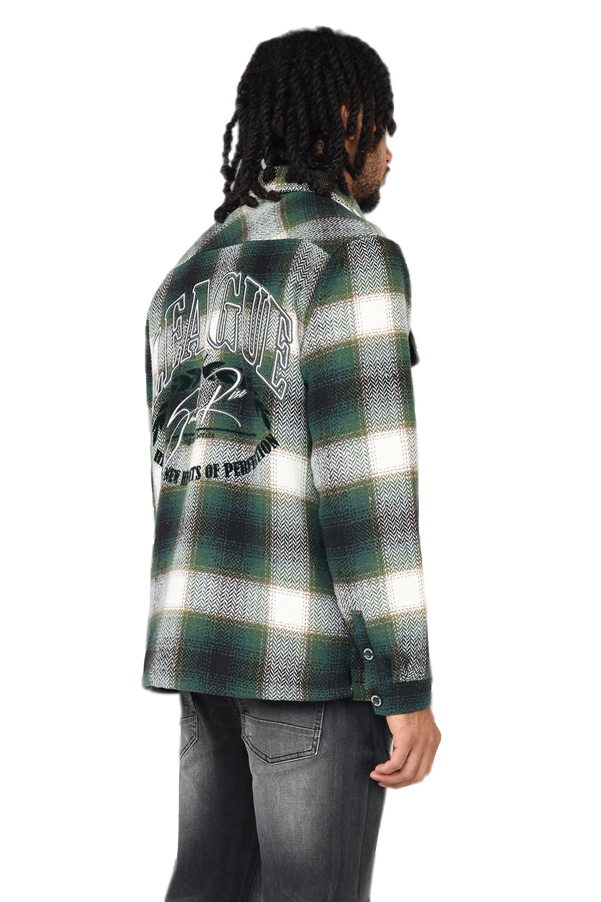Smoke Rise Men's League Plaid Shacket - Spruce - GREEN Thumbnail View 2