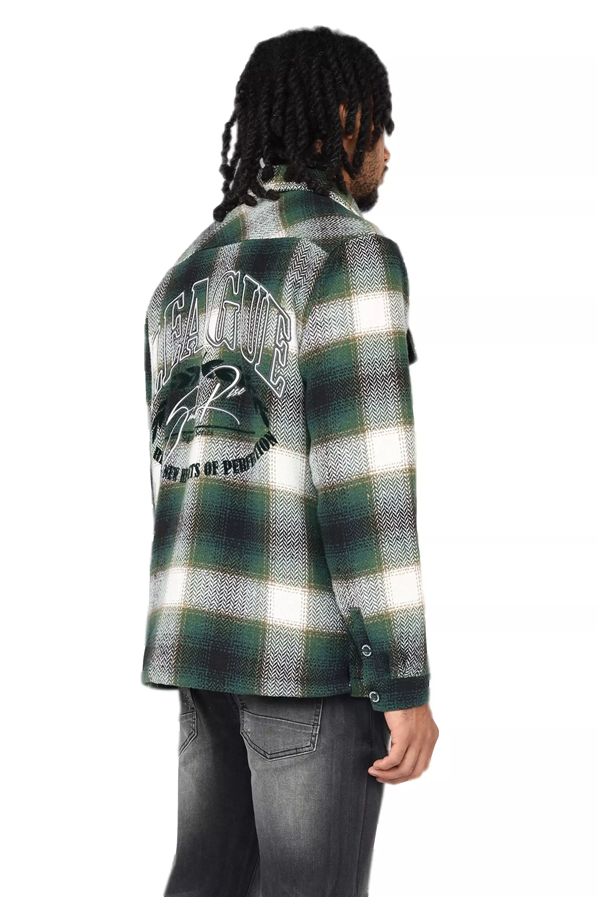 Smoke Rise Men's League Plaid Shacket - Spruce - GREEN