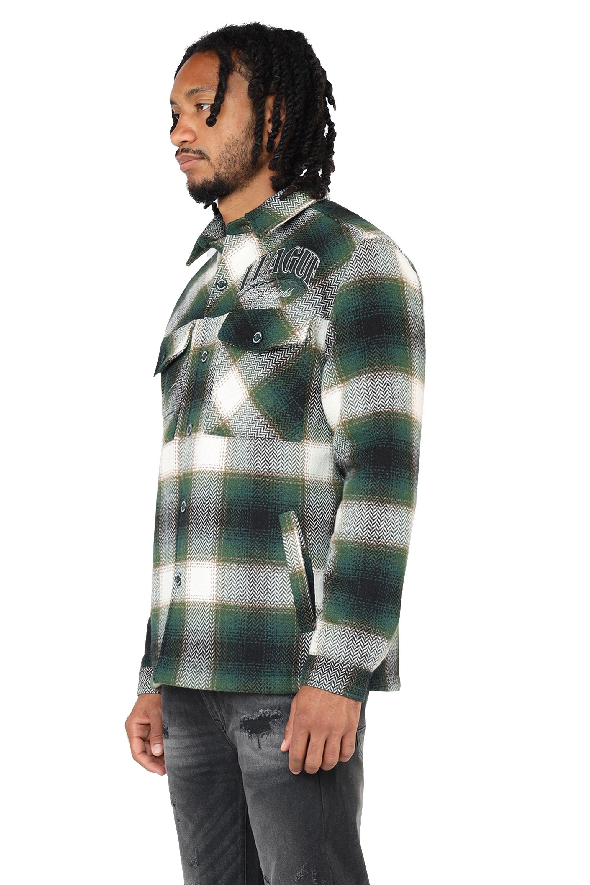 Smoke Rise Men's League Plaid Shacket - Spruce - GREEN Thumbnail View 3