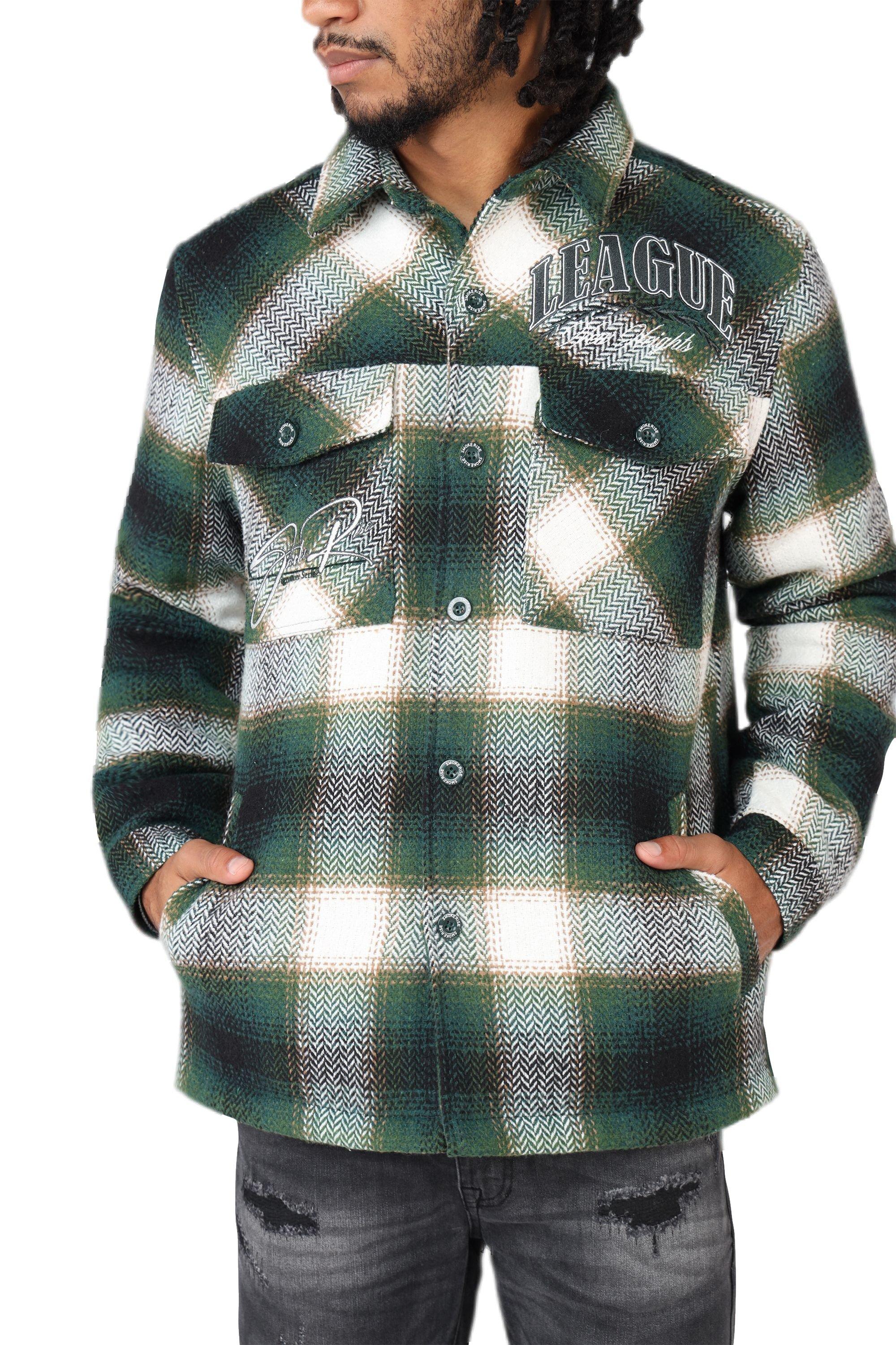 Smoke Rise Men's League Plaid Shacket - Spruce - GREEN Thumbnail View 4