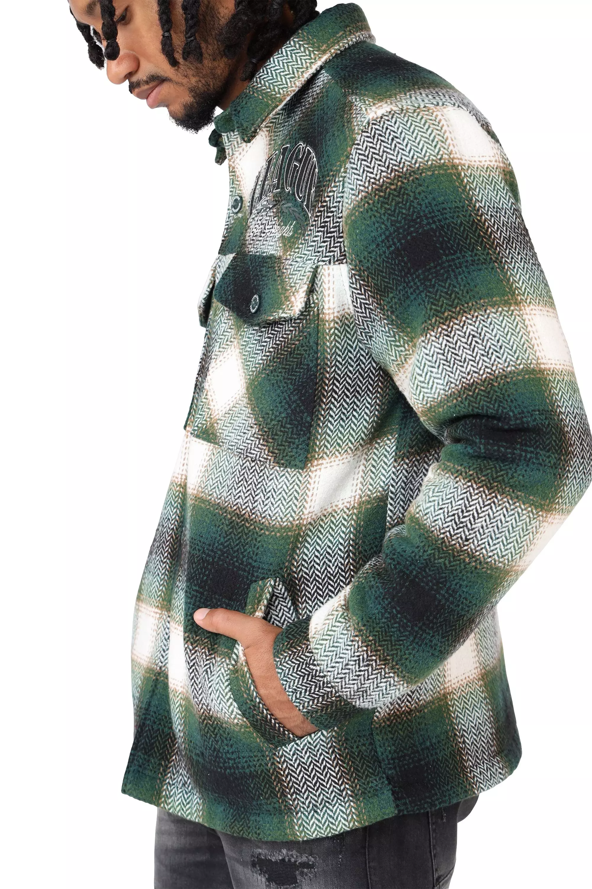 Smoke Rise Men's League Plaid Shacket - Spruce - GREEN