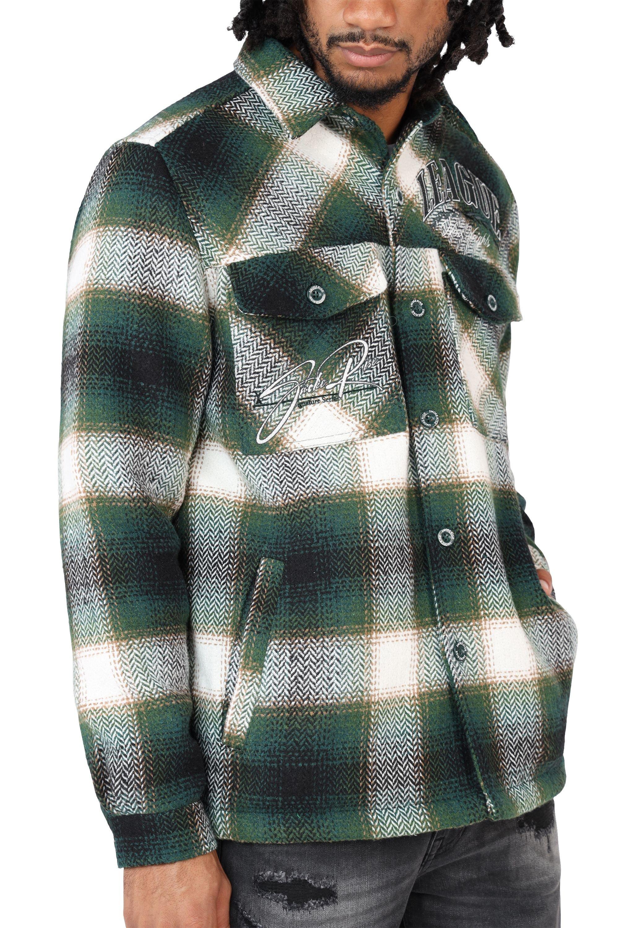 Smoke Rise Men's League Plaid Shacket - Spruce - GREEN Thumbnail View 6