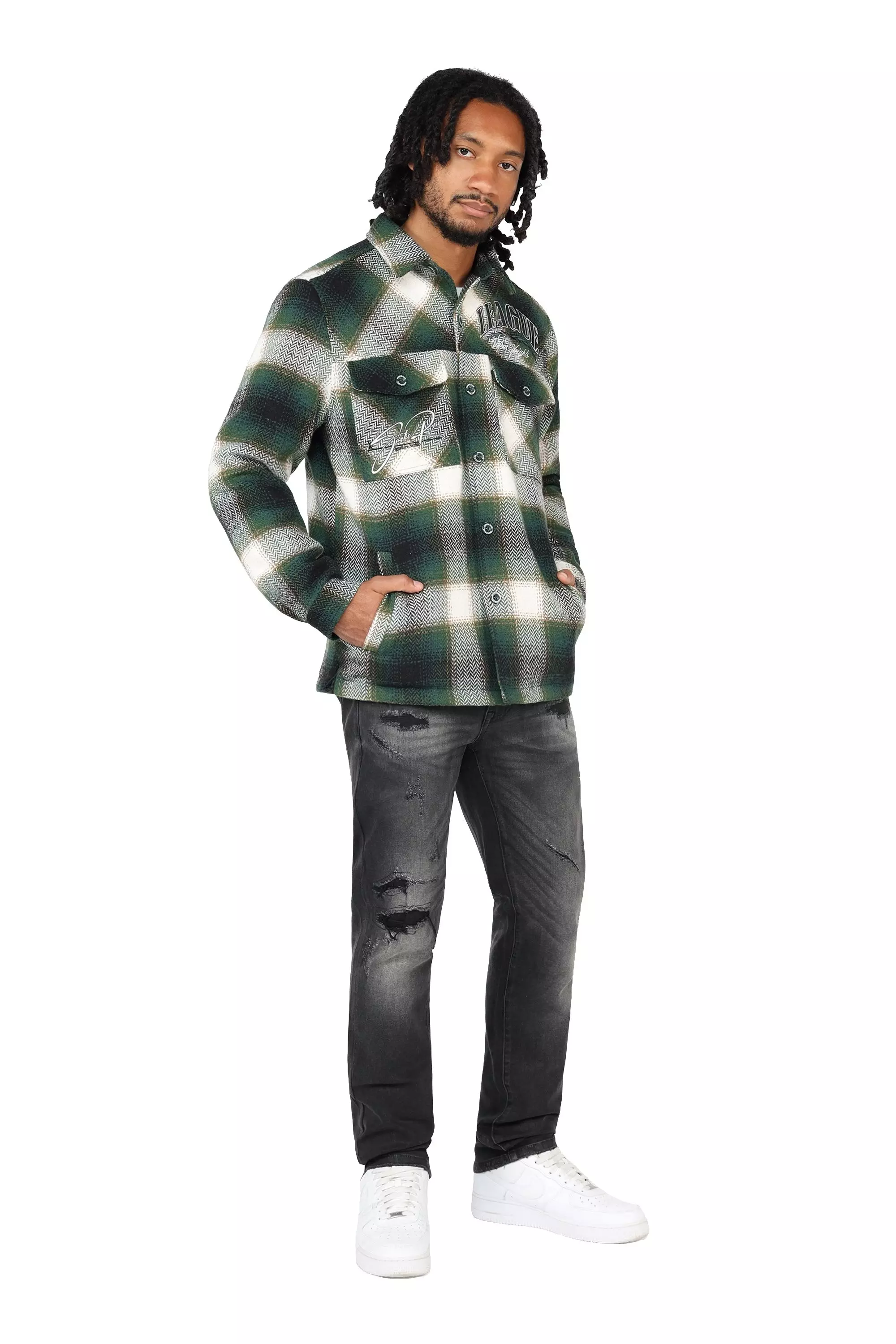 Smoke Rise Men's League Plaid Shacket - Spruce - GREEN