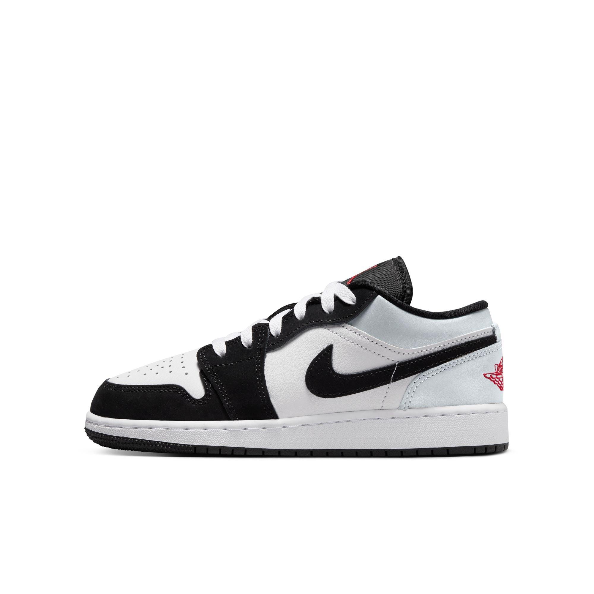 Jordan 1 Low SE Grade School Boys' "White/Fire Red/Black/Matte Silver" Shoe