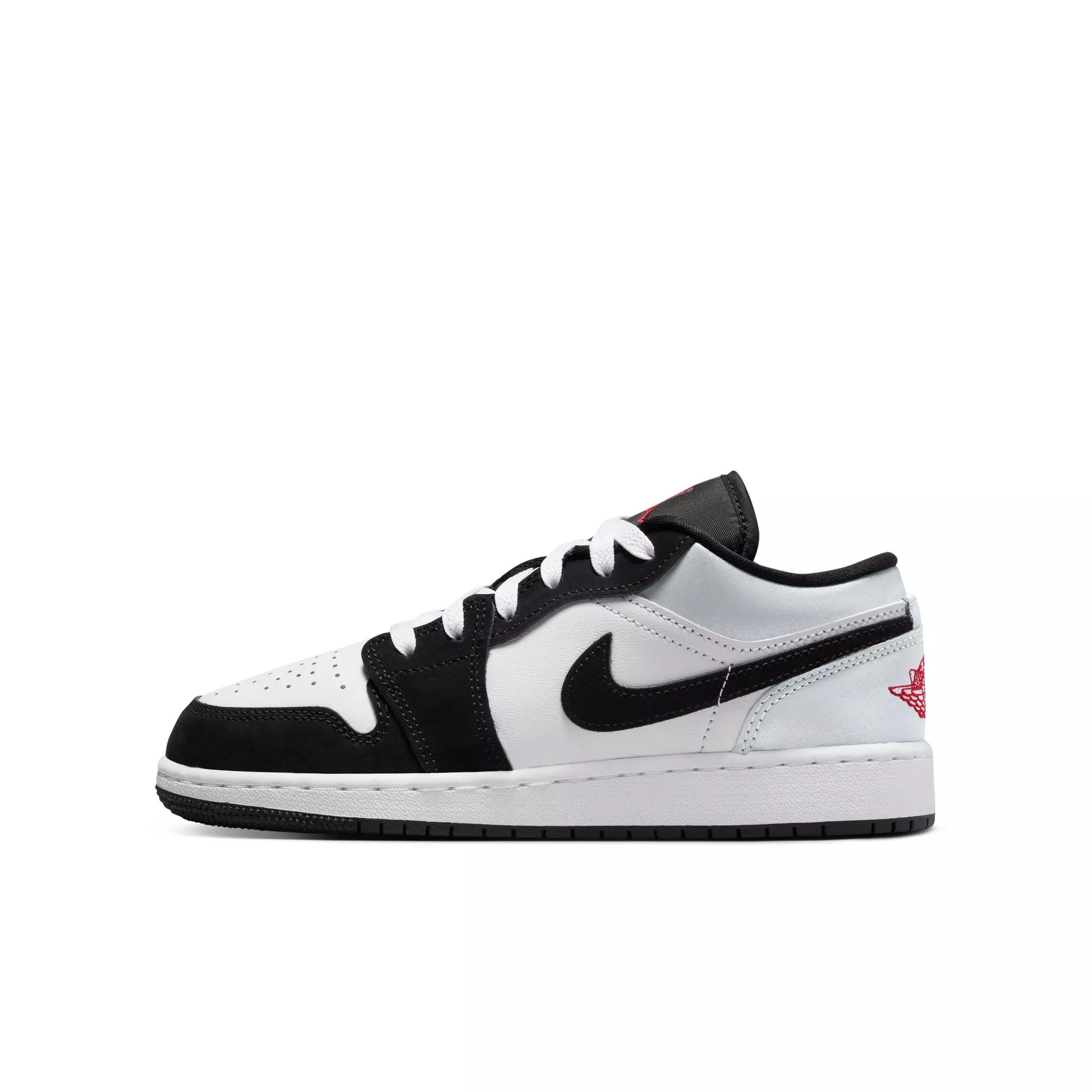 Jordan 1 Low SE "White/Fire Red/Black/Matte Silver" Grade School Boys' Shoe - BLACK/RED/SILVER