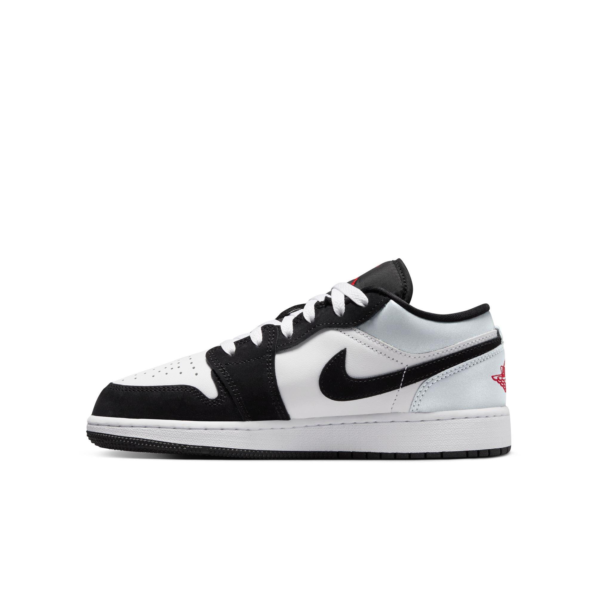 Jordan 1 Low SE Grade School Boys' "White/Fire Red/Black/Matte Silver" Shoe