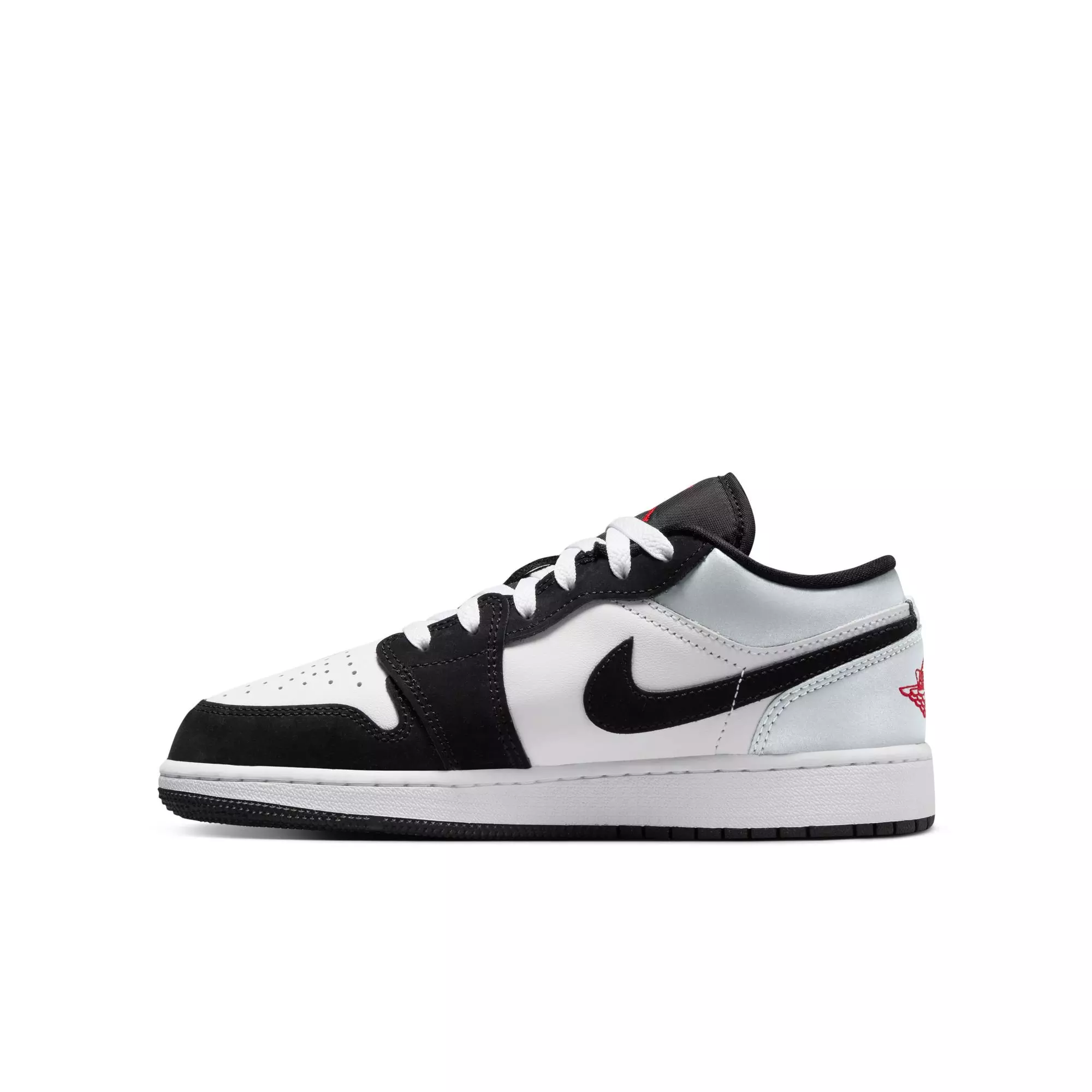 Jordan 1 Low SE "White/Fire Red/Black/Matte Silver" Grade School Boys' Shoe - BLACK/RED/SILVER