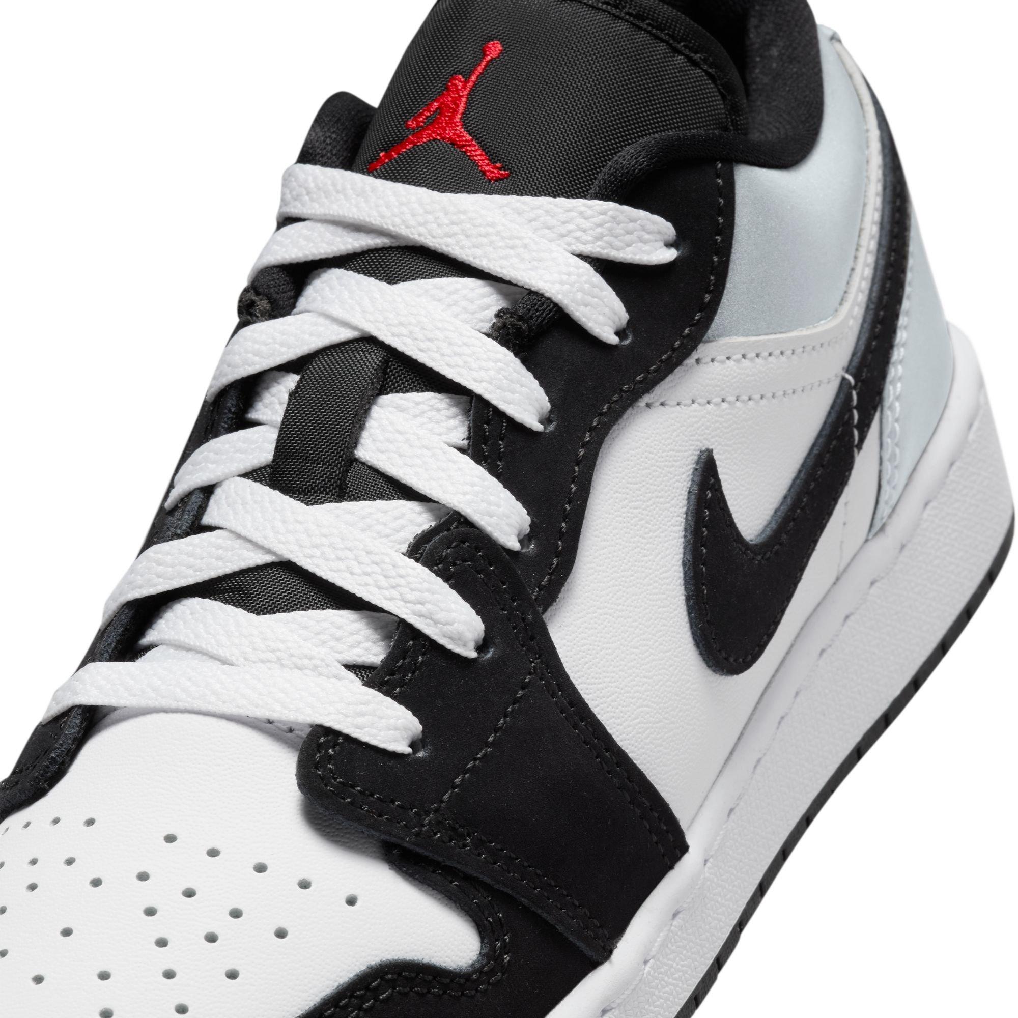 Jordan 1 Low SE Grade School Boys' "White/Fire Red/Black/Matte Silver" Shoe
