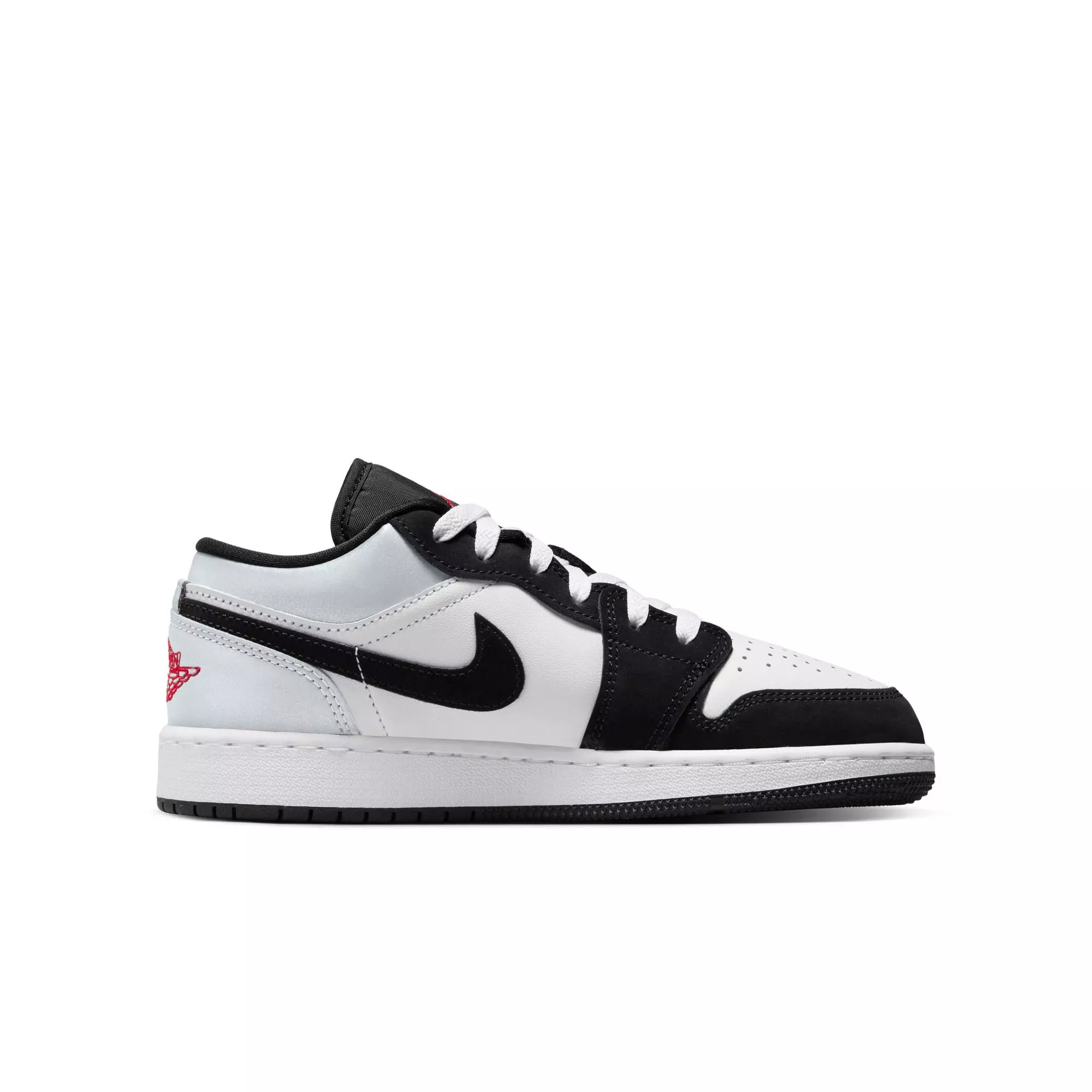 Jordan 1 Low SE "White/Fire Red/Black/Matte Silver" Grade School Boys' Shoe - BLACK/RED/SILVER