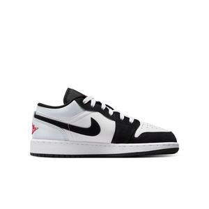 Jordan 1 Low SE "White/Fire Red/Black/Matte Silver" Grade School Boys' Shoe