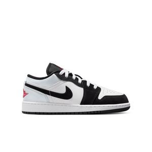 Jordan 1 Low SE "White/Fire Red/Black/Matte Silver" Grade School Boys' Shoe