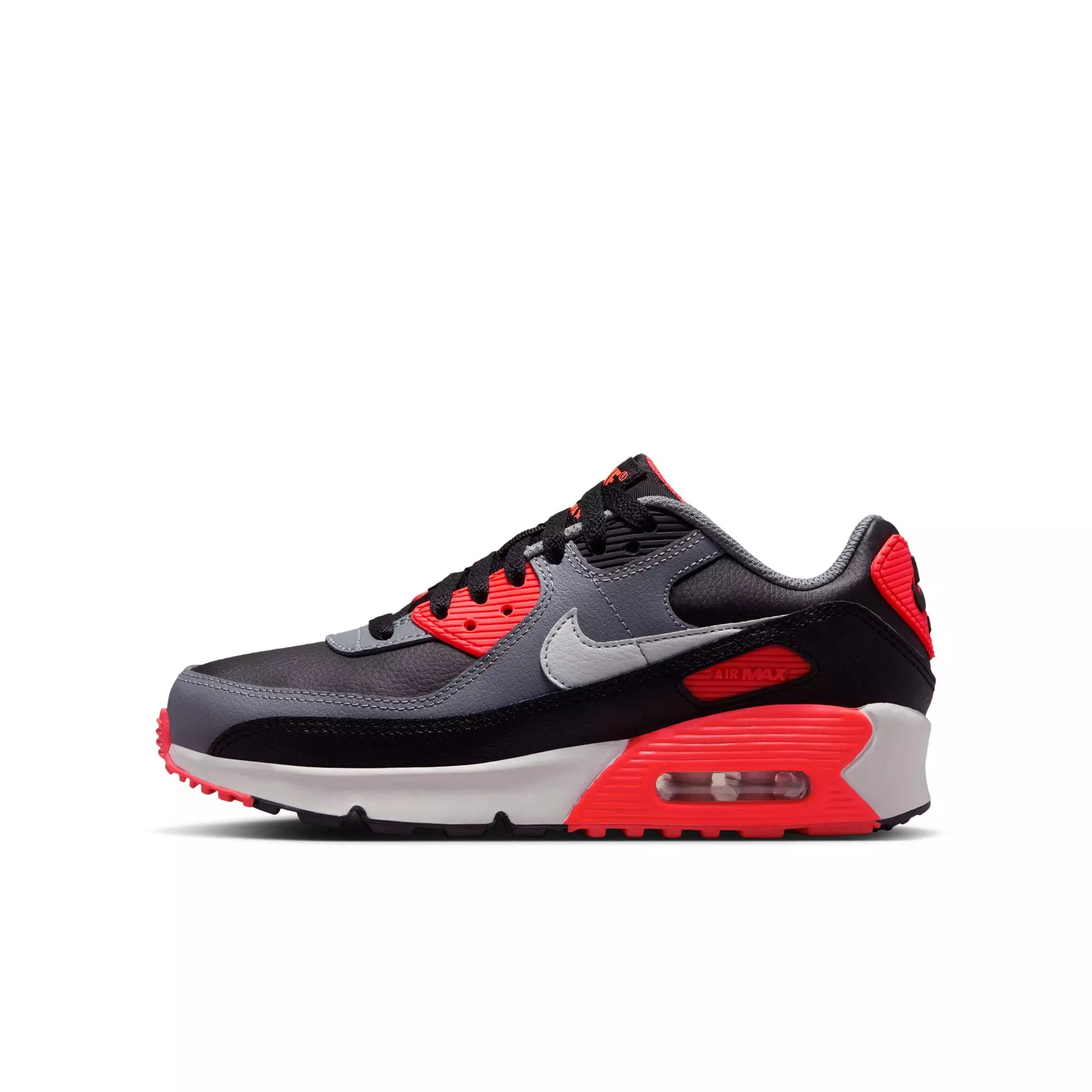 Nike Air Max 90 "Black/Photon Dust/Cool Grey" Grade School Boys' Shoe - BLACK/RED/WHITE
