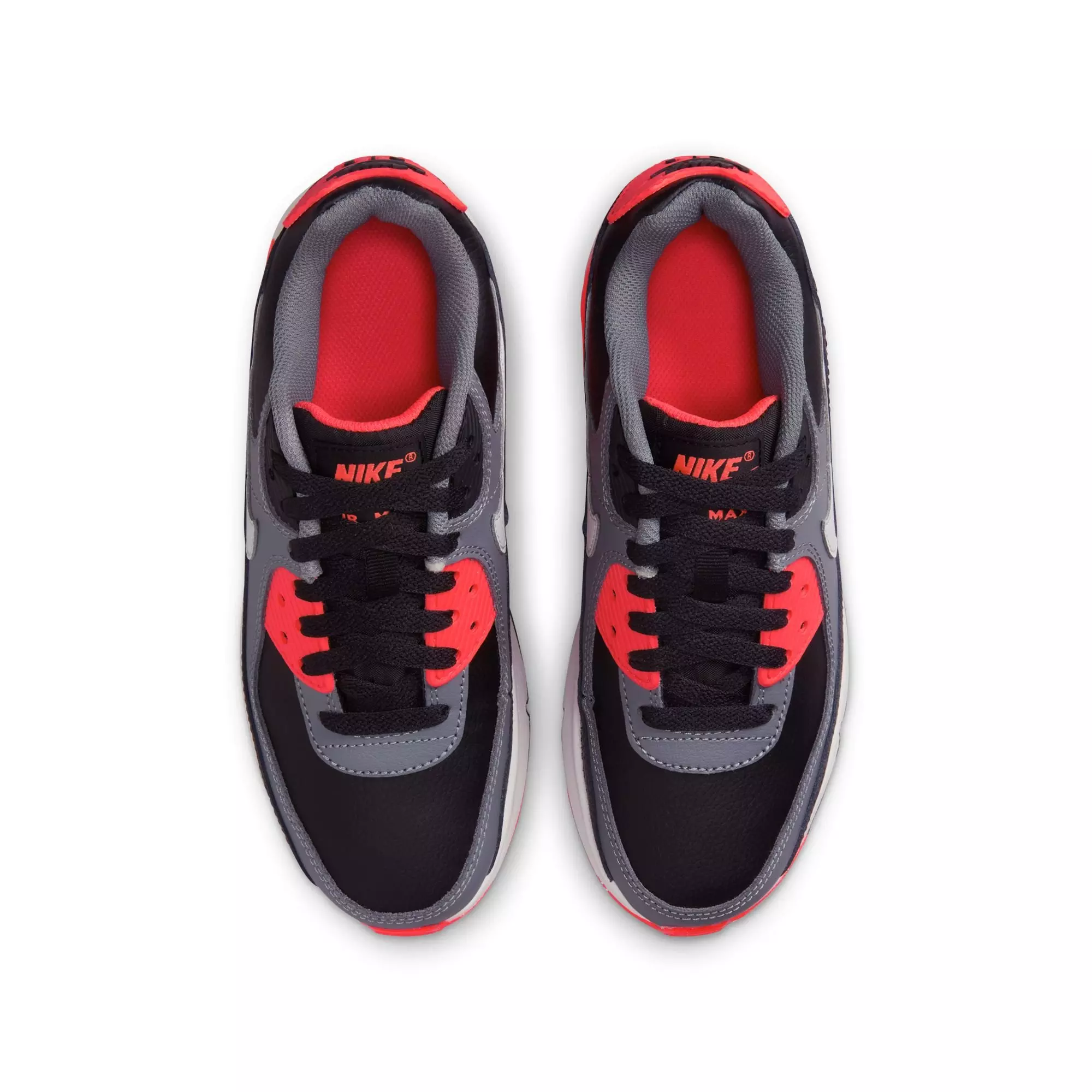 Nike Air Max 90 "Black/Photon Dust/Cool Grey" Grade School Boys' Shoe - BLACK/RED/WHITE