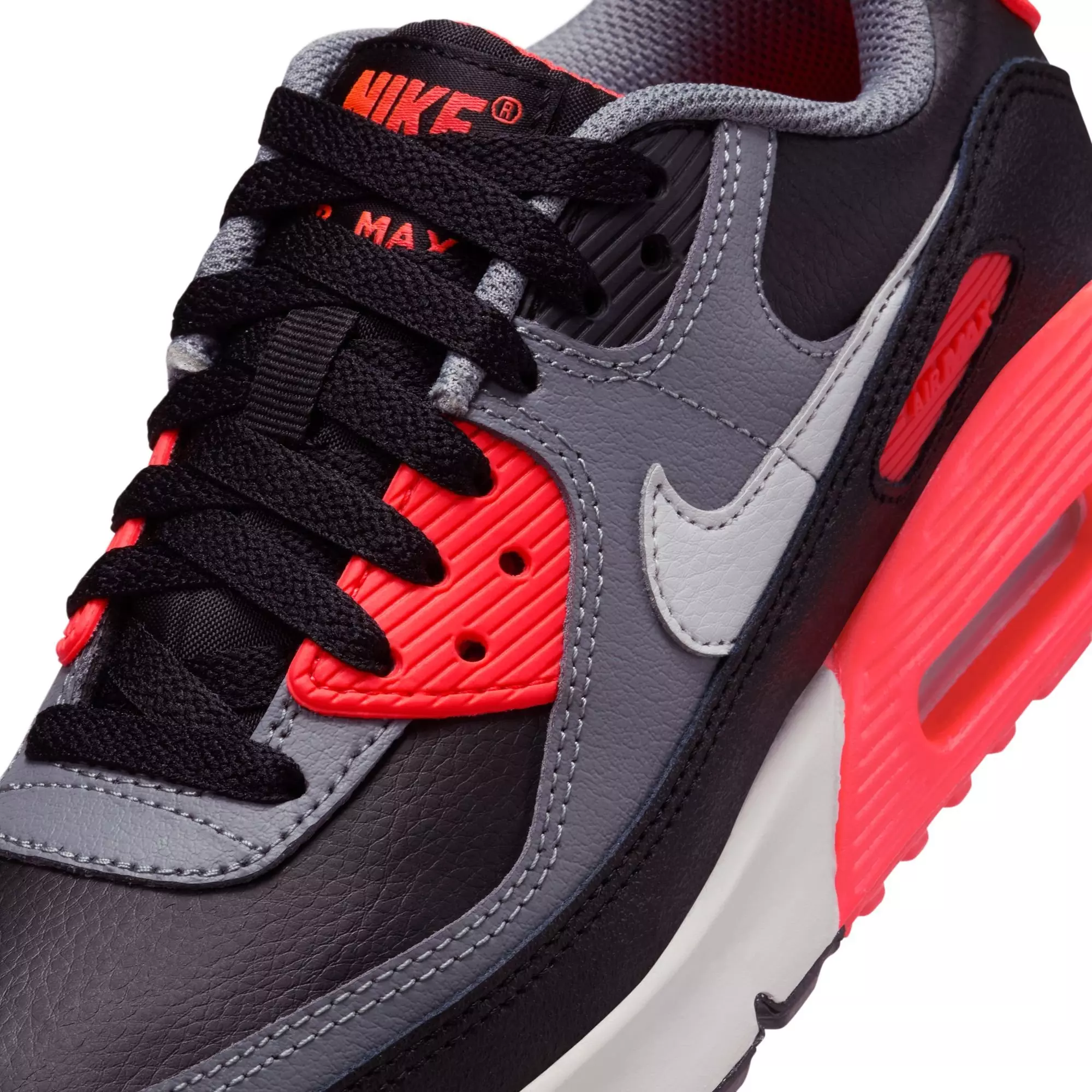 Nike Air Max 90 "Black/Photon Dust/Cool Grey" Grade School Boys' Shoe - BLACK/RED/WHITE