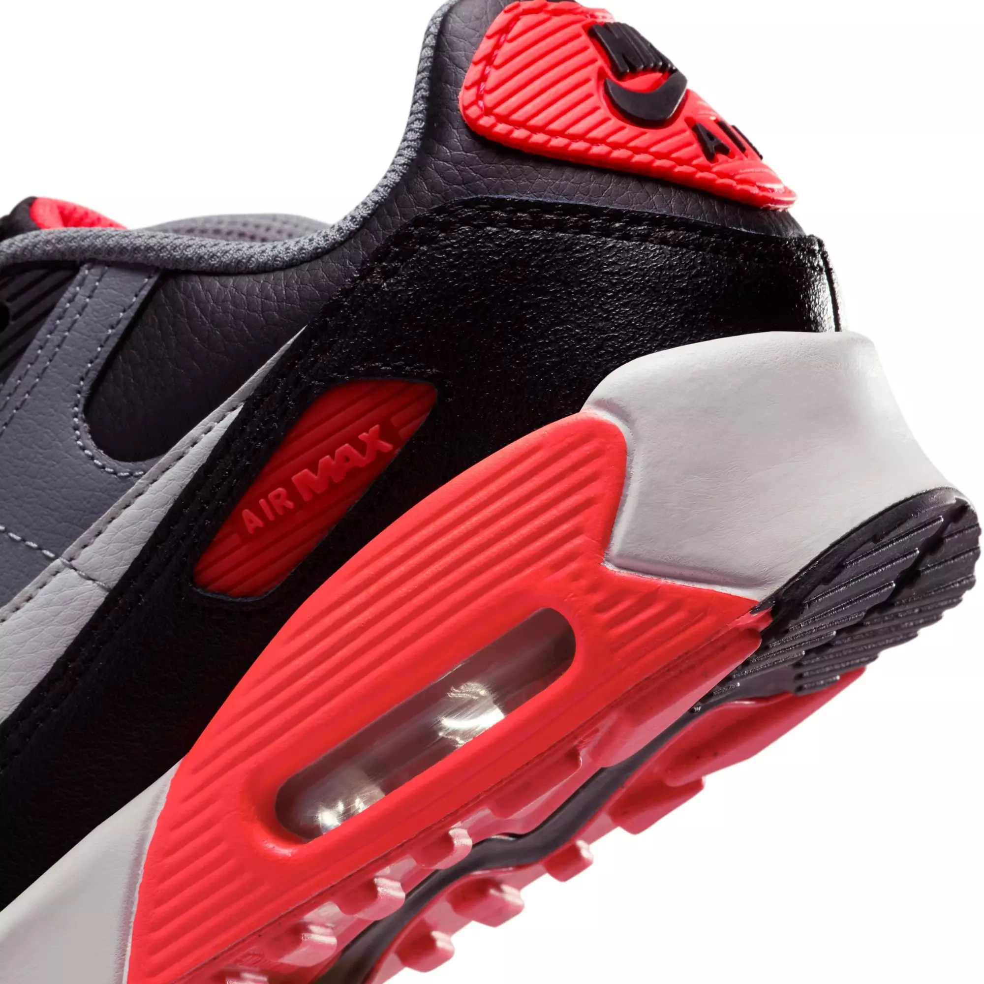 Nike Air Max 90 "Black/Photon Dust/Cool Grey" Grade School Boys' Shoe - BLACK/RED/WHITE