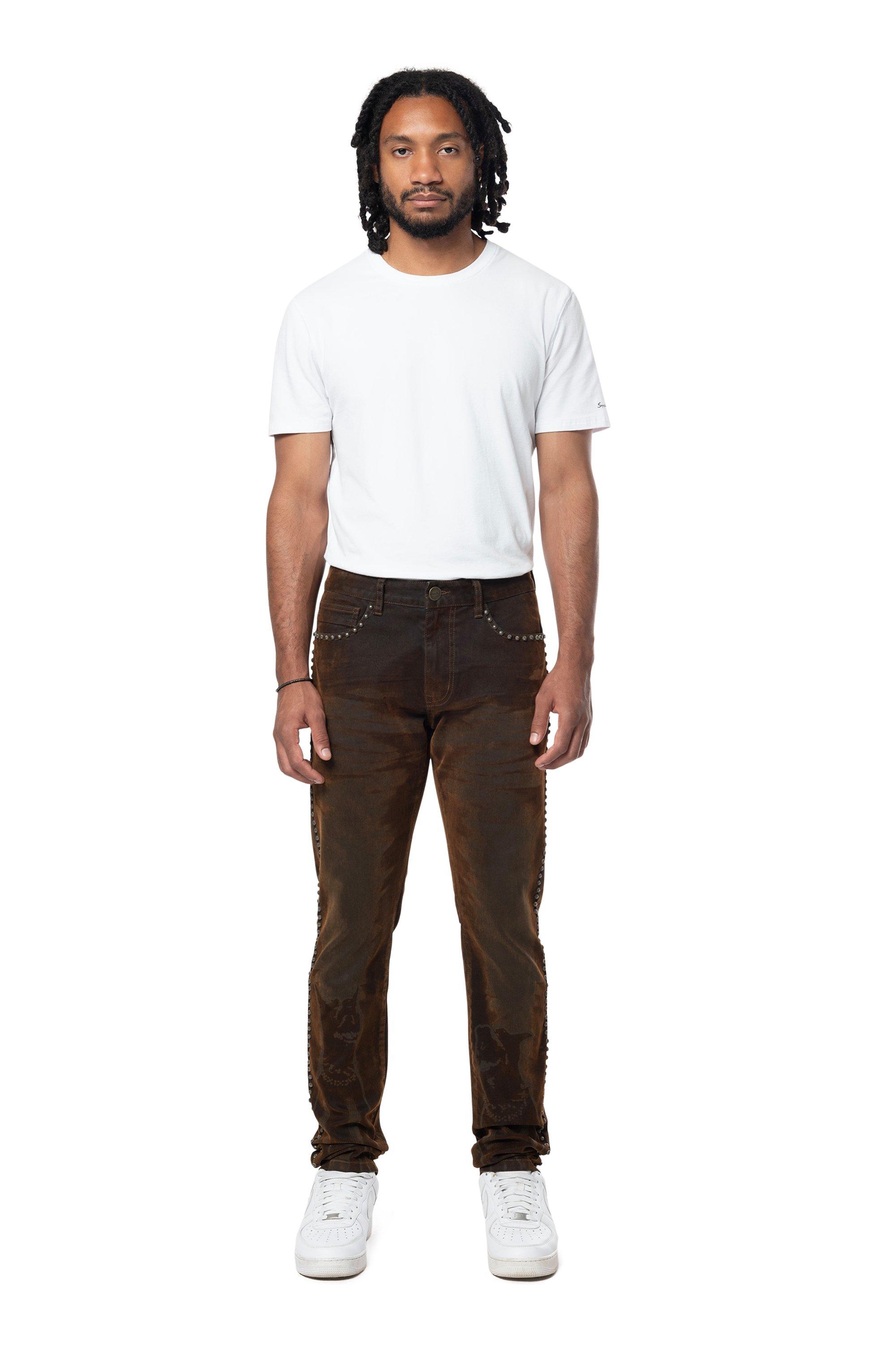 Smoke Rise Men's Doberman Flocked Pants - Dorset - BROWN Thumbnail View 1
