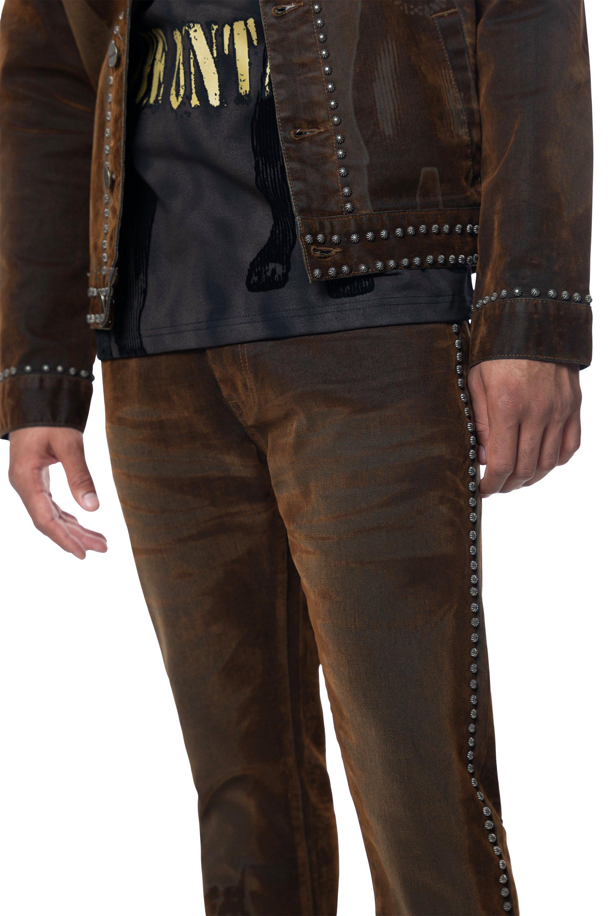 Smoke Rise Men's Doberman Flocked Pants - Dorset - BROWN Thumbnail View 4