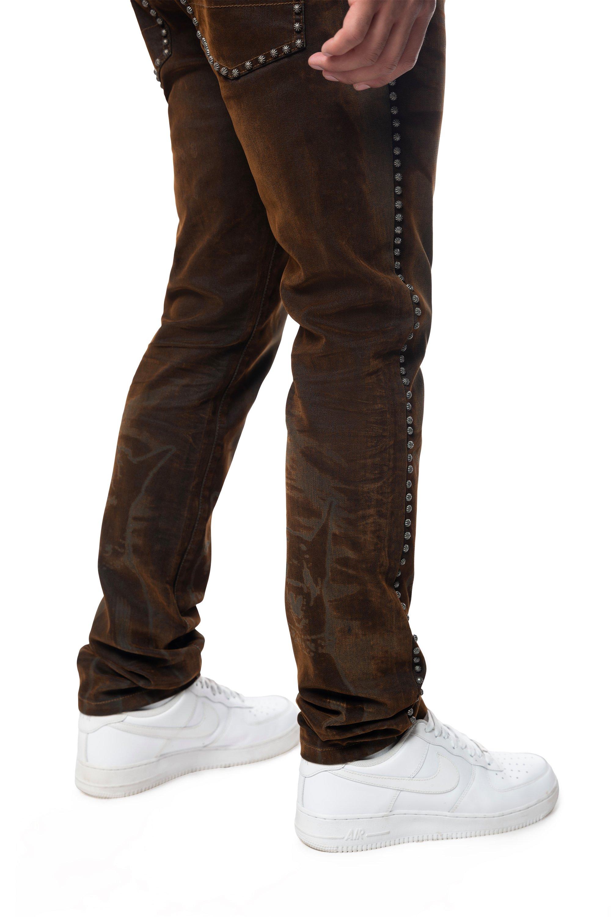 Smoke Rise Men's Doberman Flocked Pants - Dorset - BROWN Thumbnail View 8