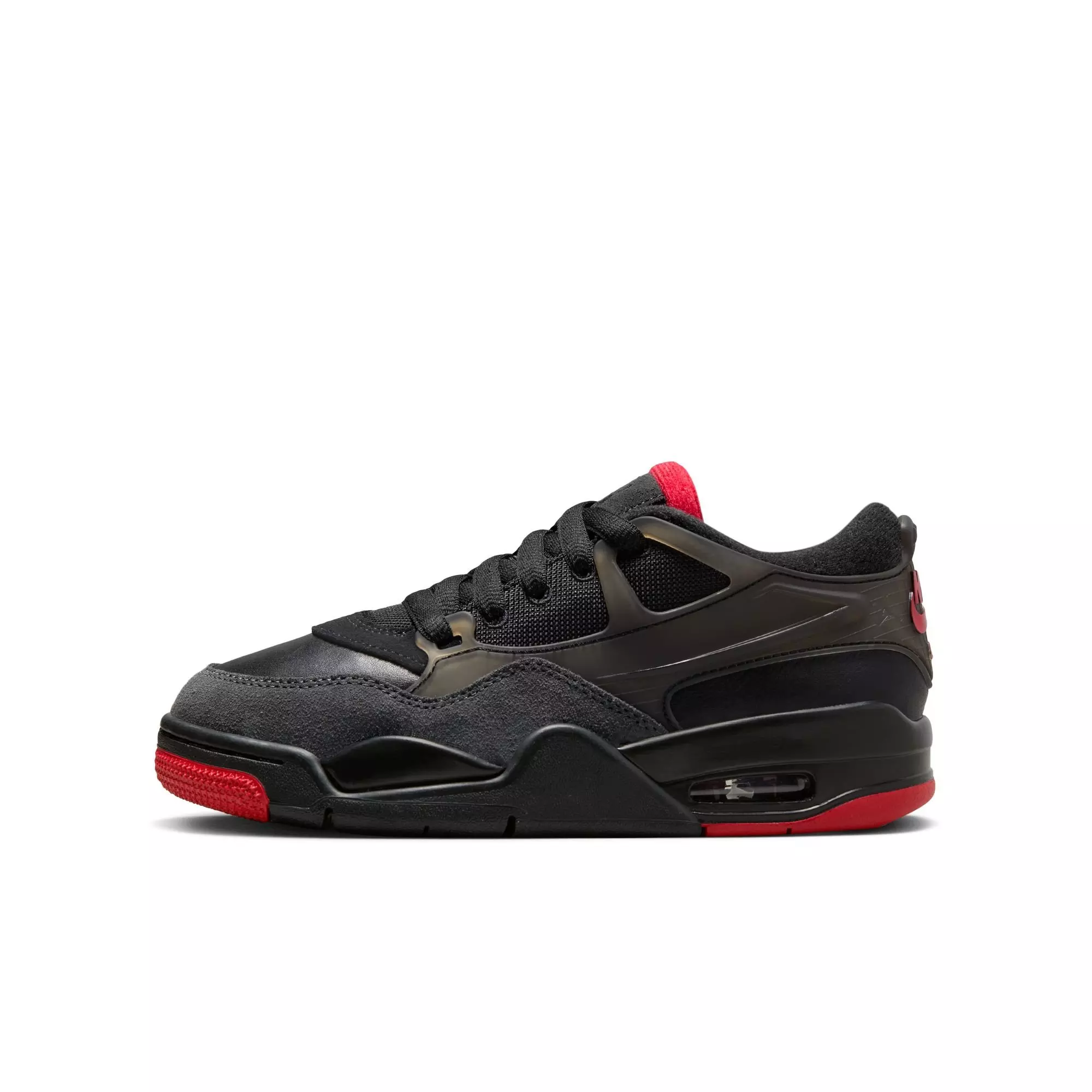 Jordan 4 RM "Black/Varsity Red/Anthracite" Grade School Boys' Shoe - BLACK/RED/WHITE