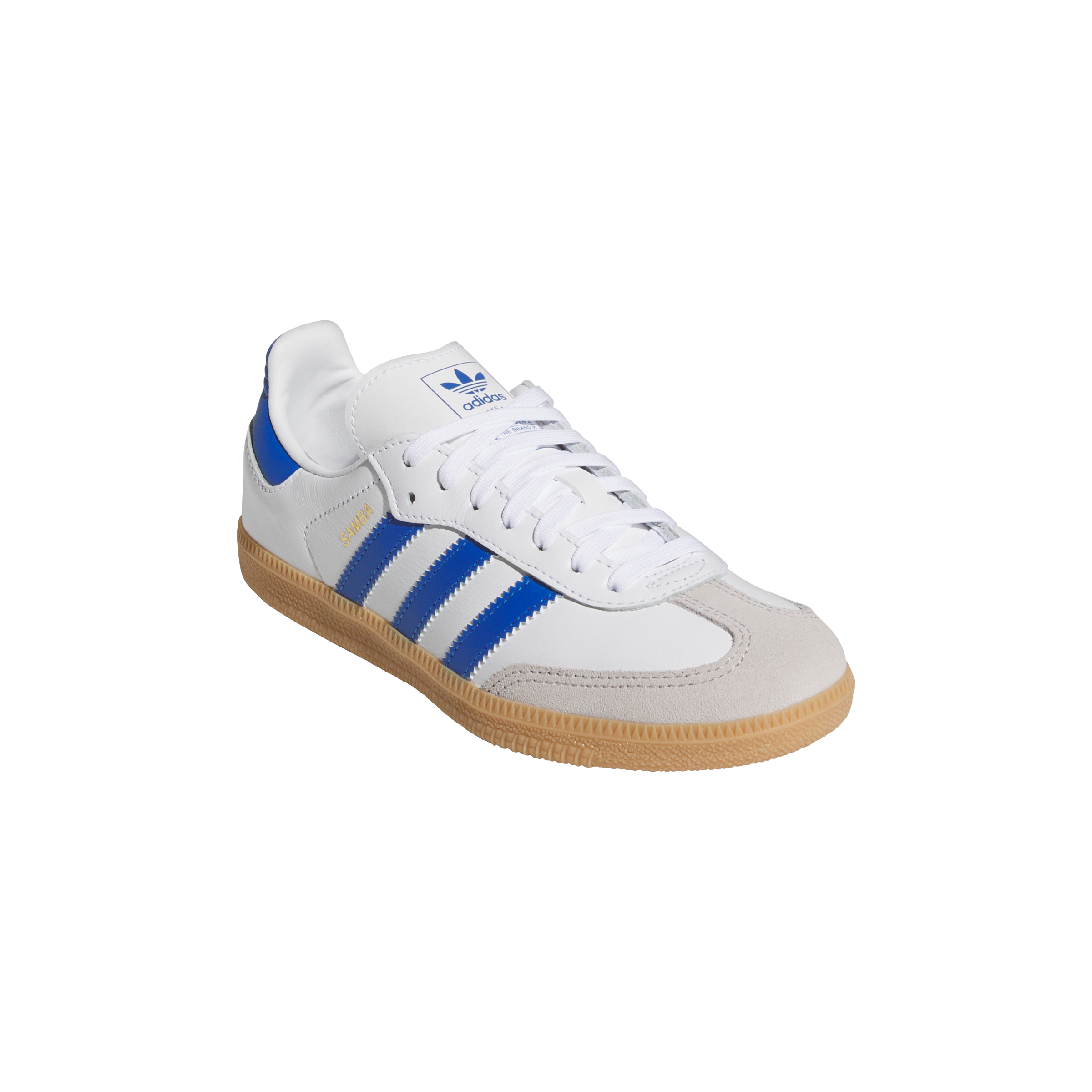 adidas Originals Samba OG Preschool Boys' "Ftwr White/Blue/Gum" Shoe