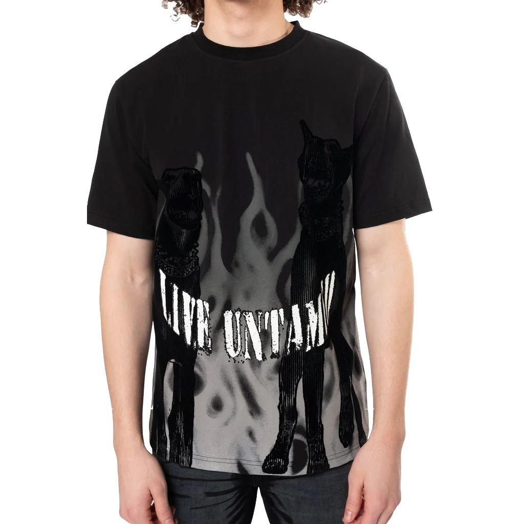 Smoke Rise Men's Doberman Flocked 2 Tee - BLACK Thumbnail View 5