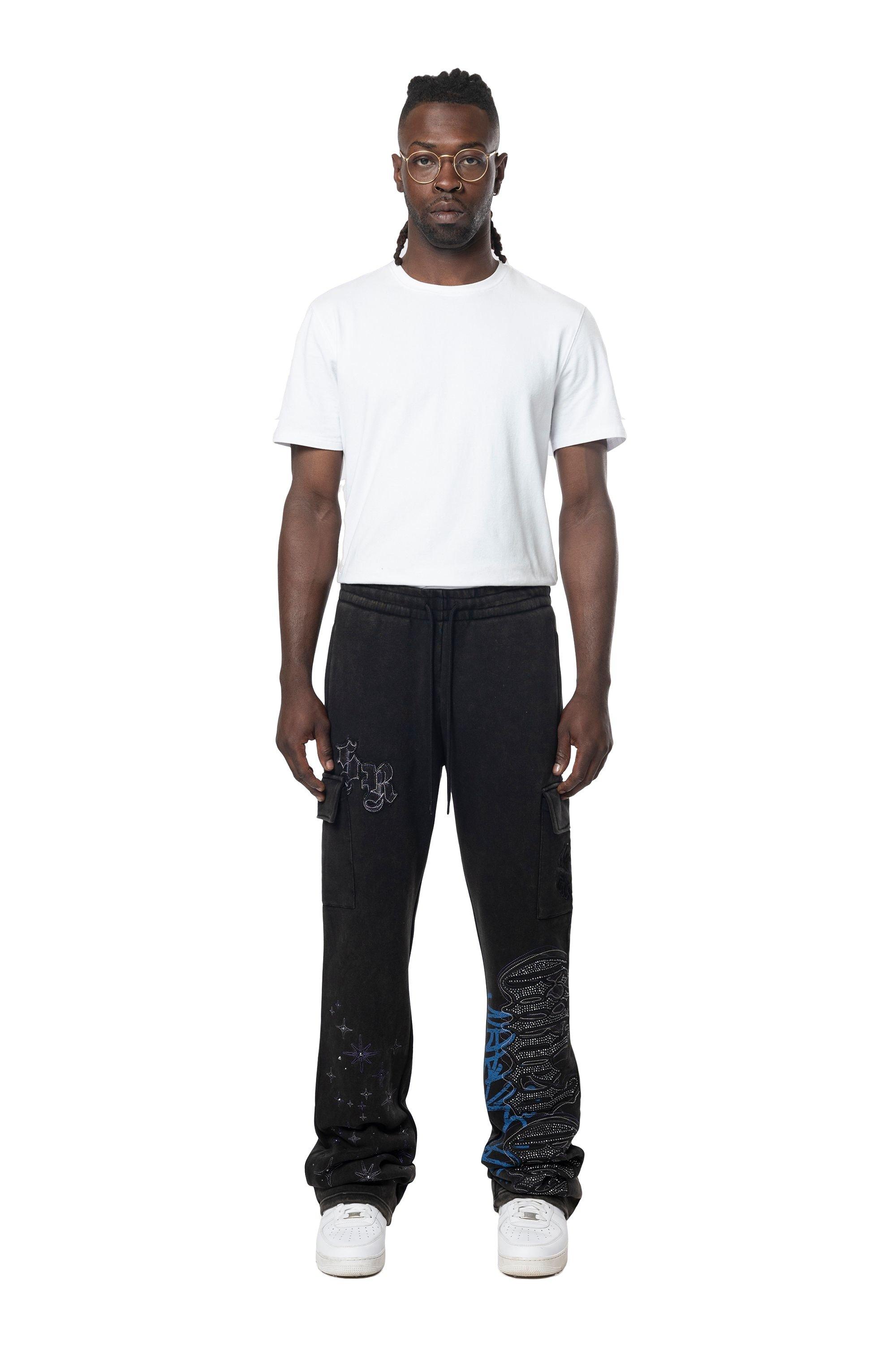 Smoke Rise Men's STK Flower Grill Fleece Pants - Black - BLACK Thumbnail View 1