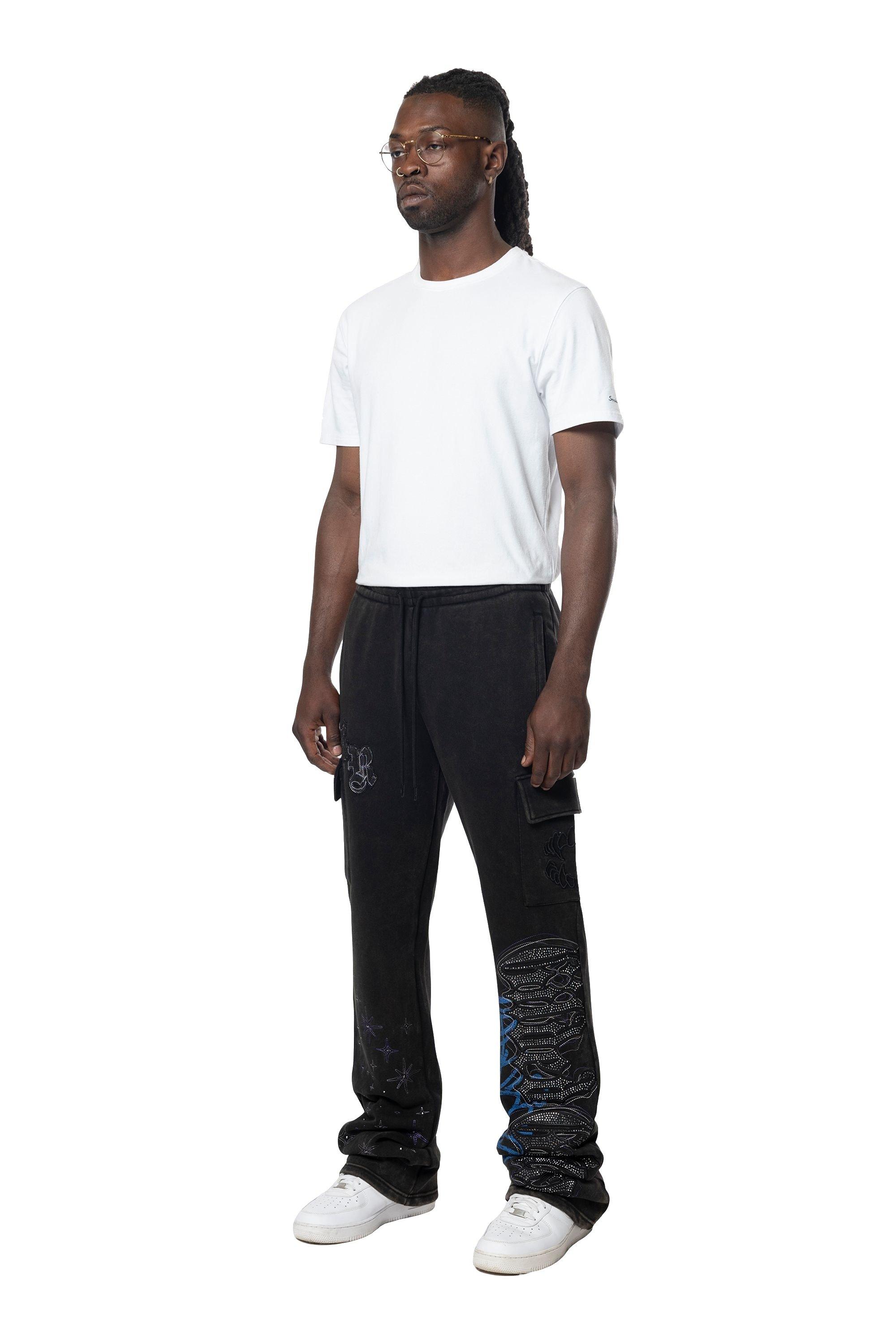 Smoke Rise Men's STK Flower Grill Fleece Pants - Black - BLACK Thumbnail View 3