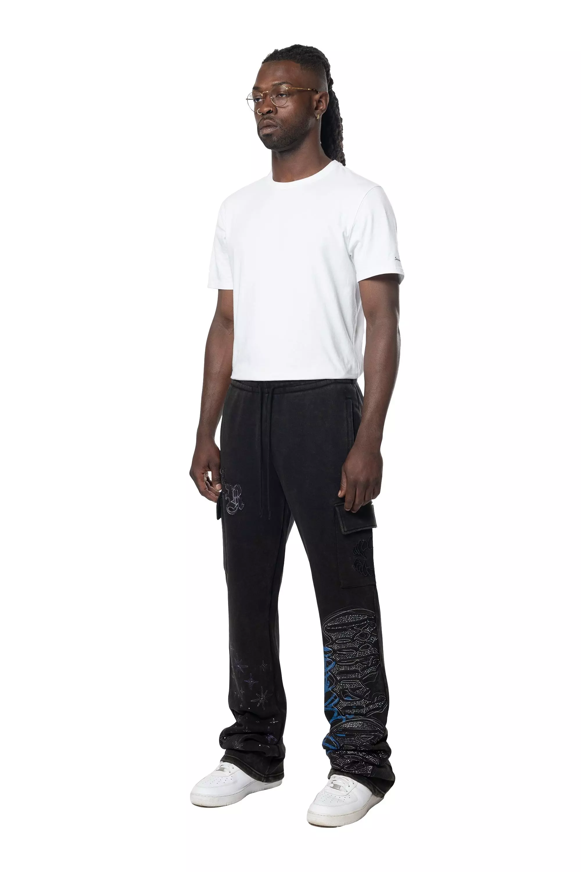 Smoke Rise Men's STK Flower Grill Fleece Pants - Black - BLACK