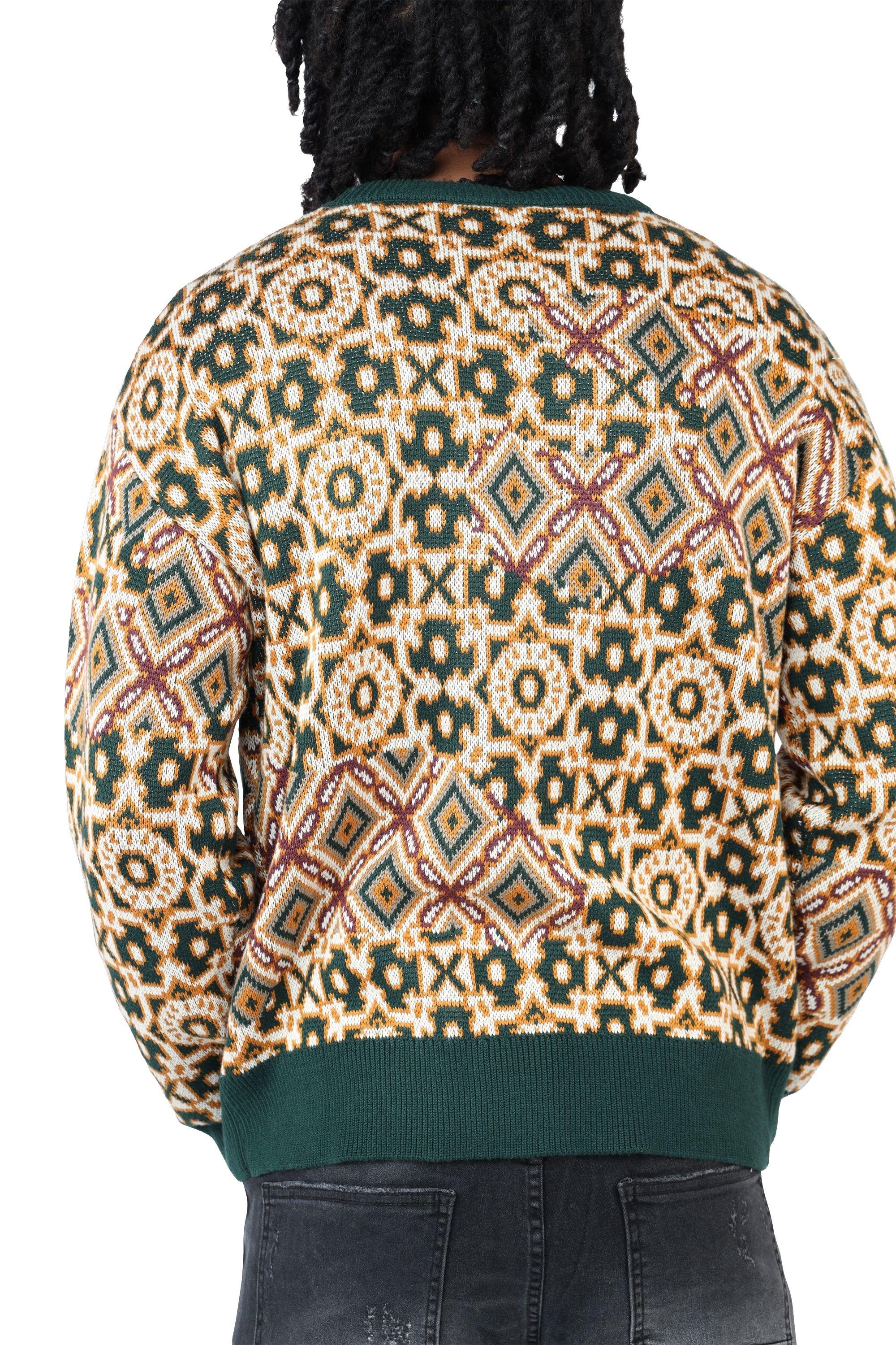 Smoke Rise Men's Tapestry Jacquard Knit Top - Scarab - GREEN/BEIGE Thumbnail View 2