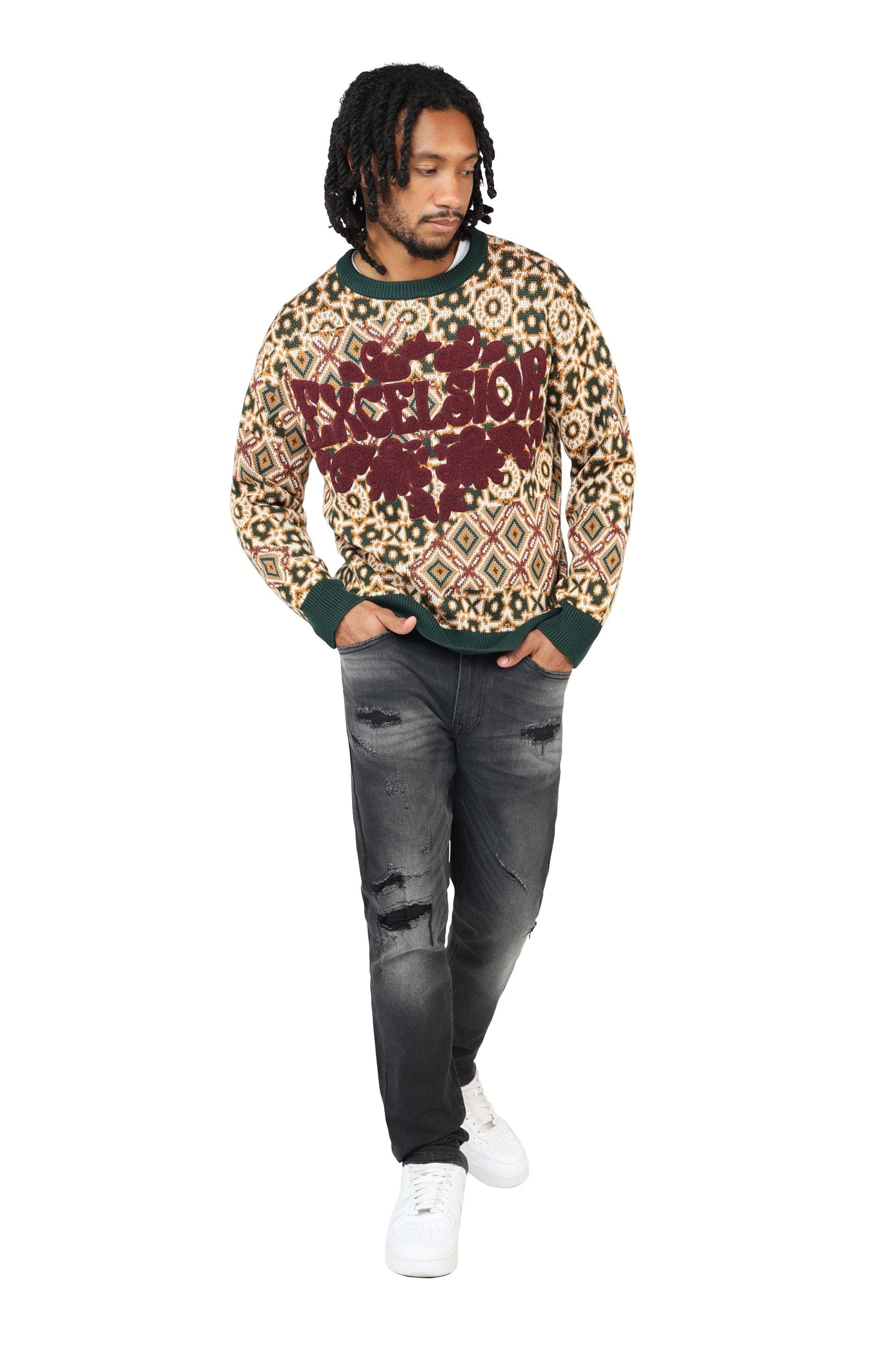 Smoke Rise Men's Tapestry Jacquard Knit Top - Scarab - GREEN/BEIGE Thumbnail View 5