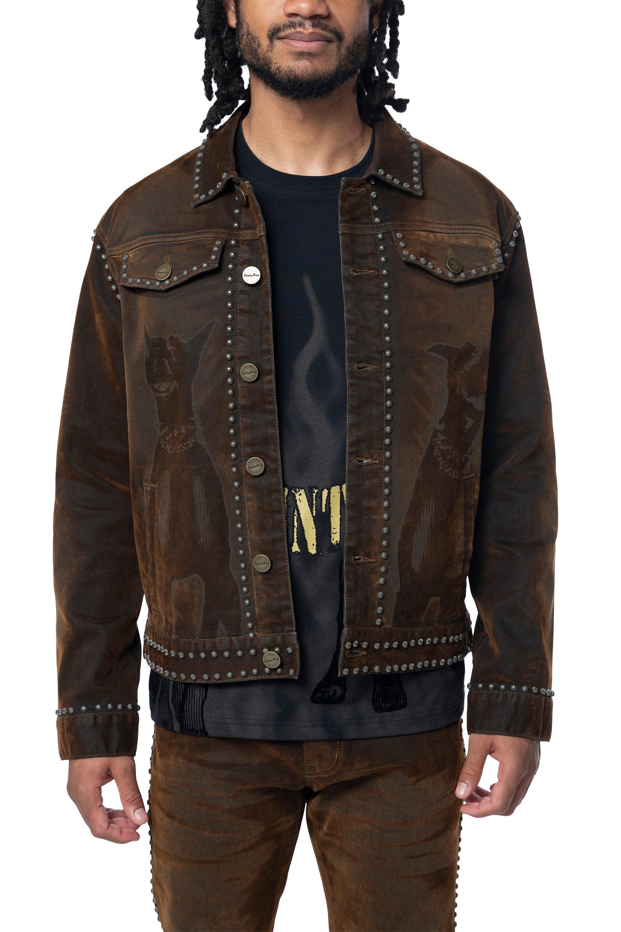 Smoke Rise Men's Doberman Flocked Jacket - Dorset - BROWN Thumbnail View 1