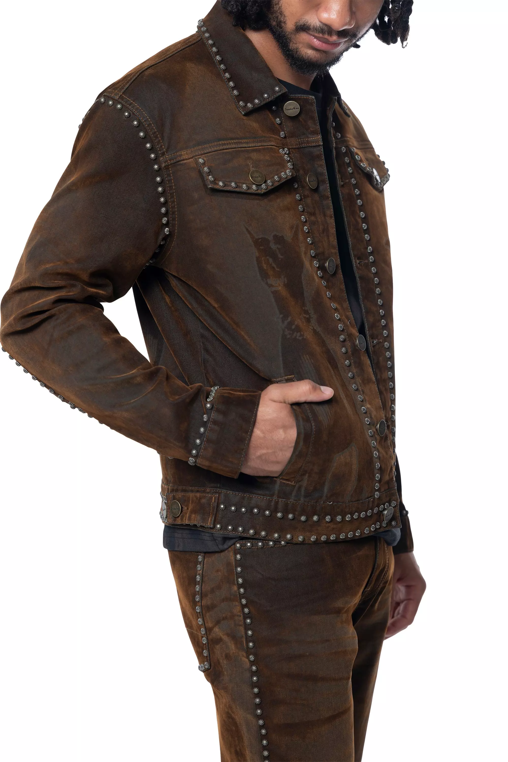 Smoke Rise Men's Doberman Flocked Jacket - Dorset - BROWN