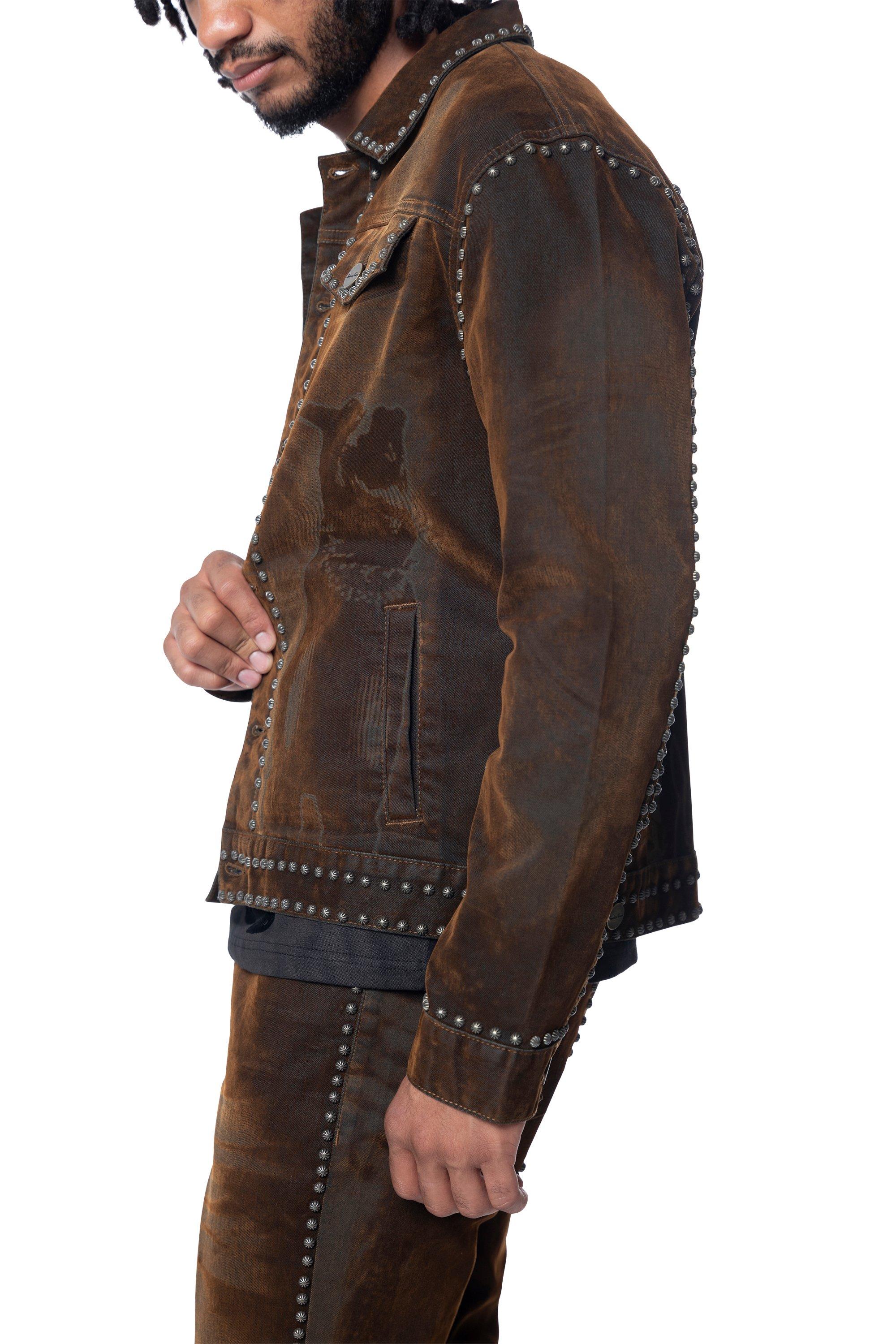 Smoke Rise Men's Doberman Flocked Jacket - Dorset - BROWN Thumbnail View 4