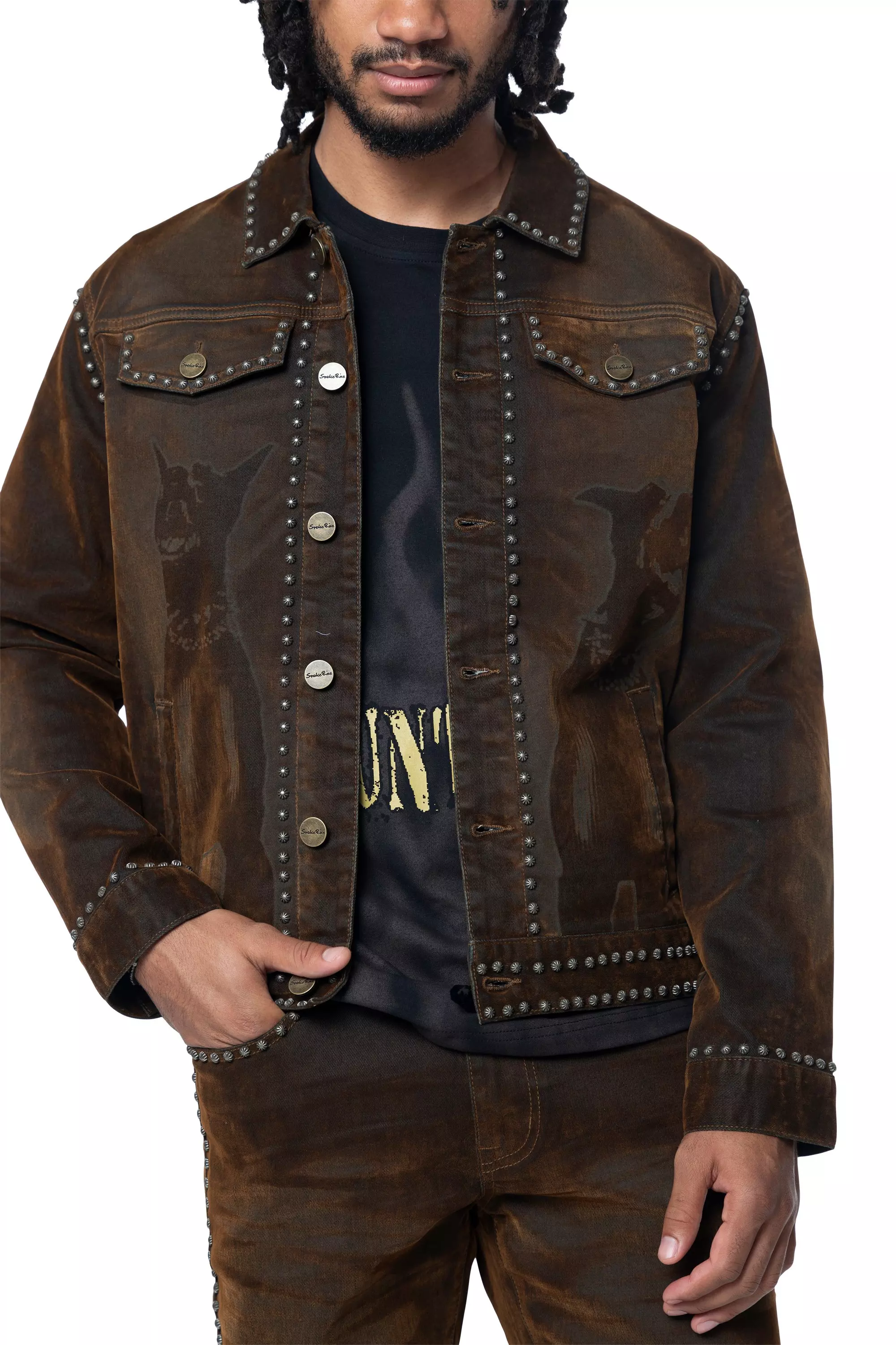 Smoke Rise Men's Doberman Flocked Jacket - Dorset - BROWN