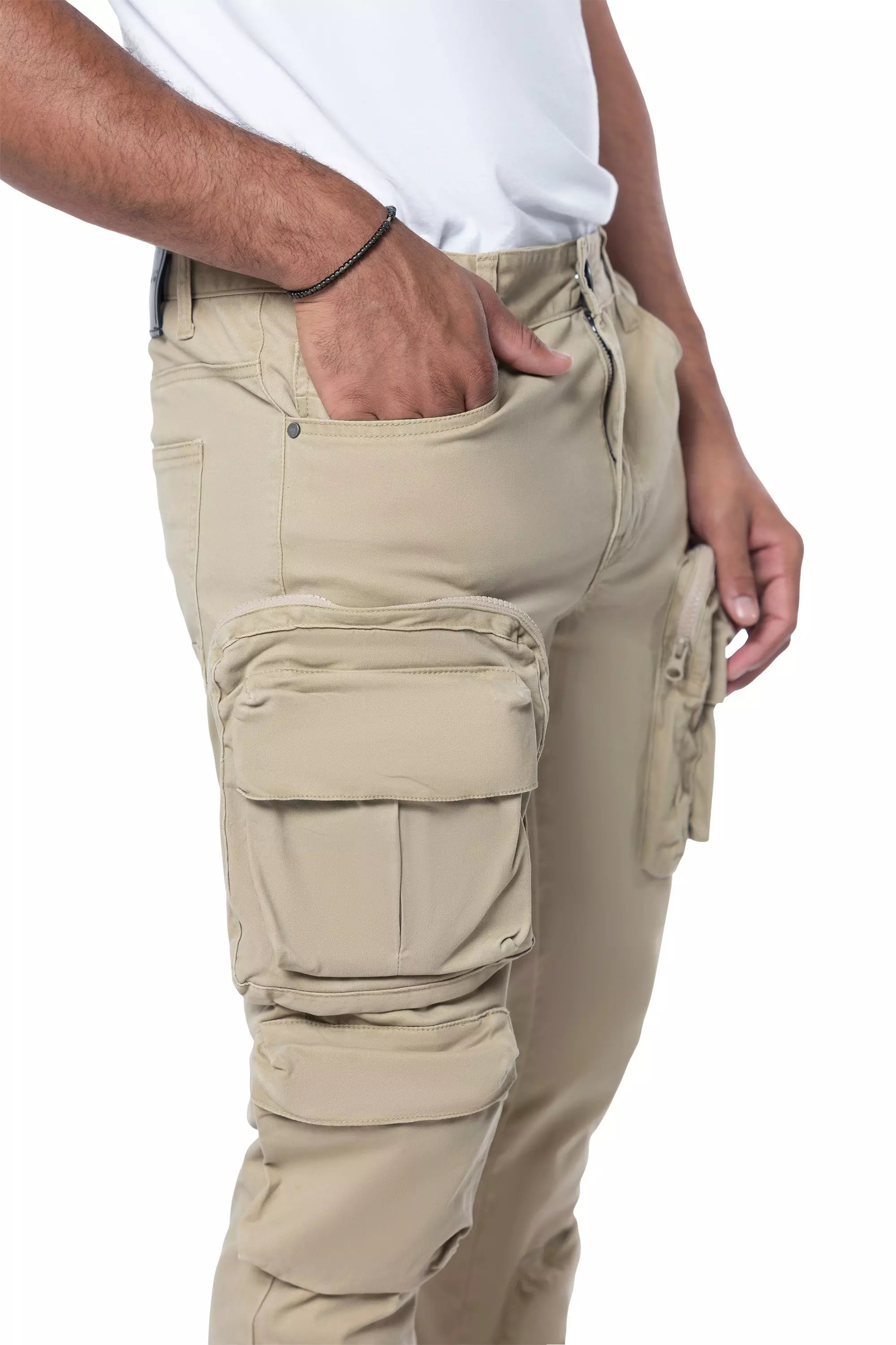 Smoke Rise Men's Slim Fit Twill Cargo Pants - Khaki