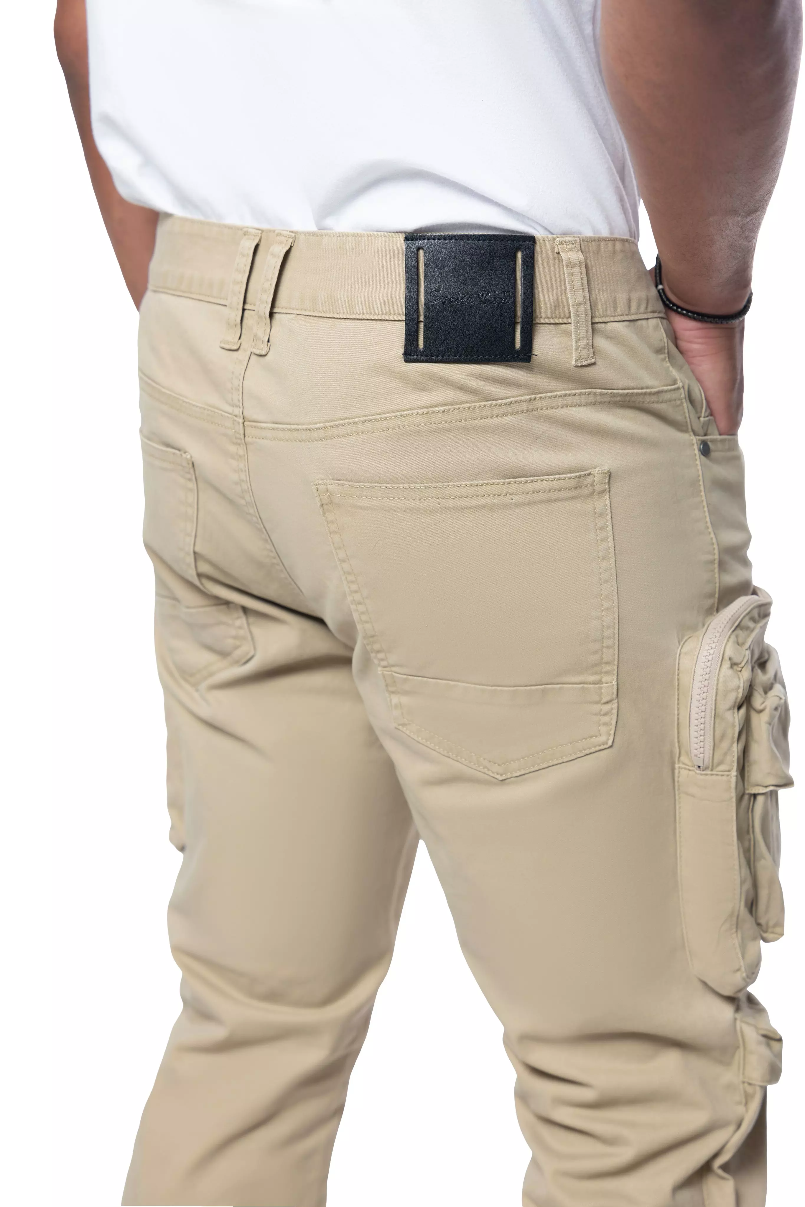 Smoke Rise Men's Slim Fit Twill Cargo Pants - Khaki - KHAKI