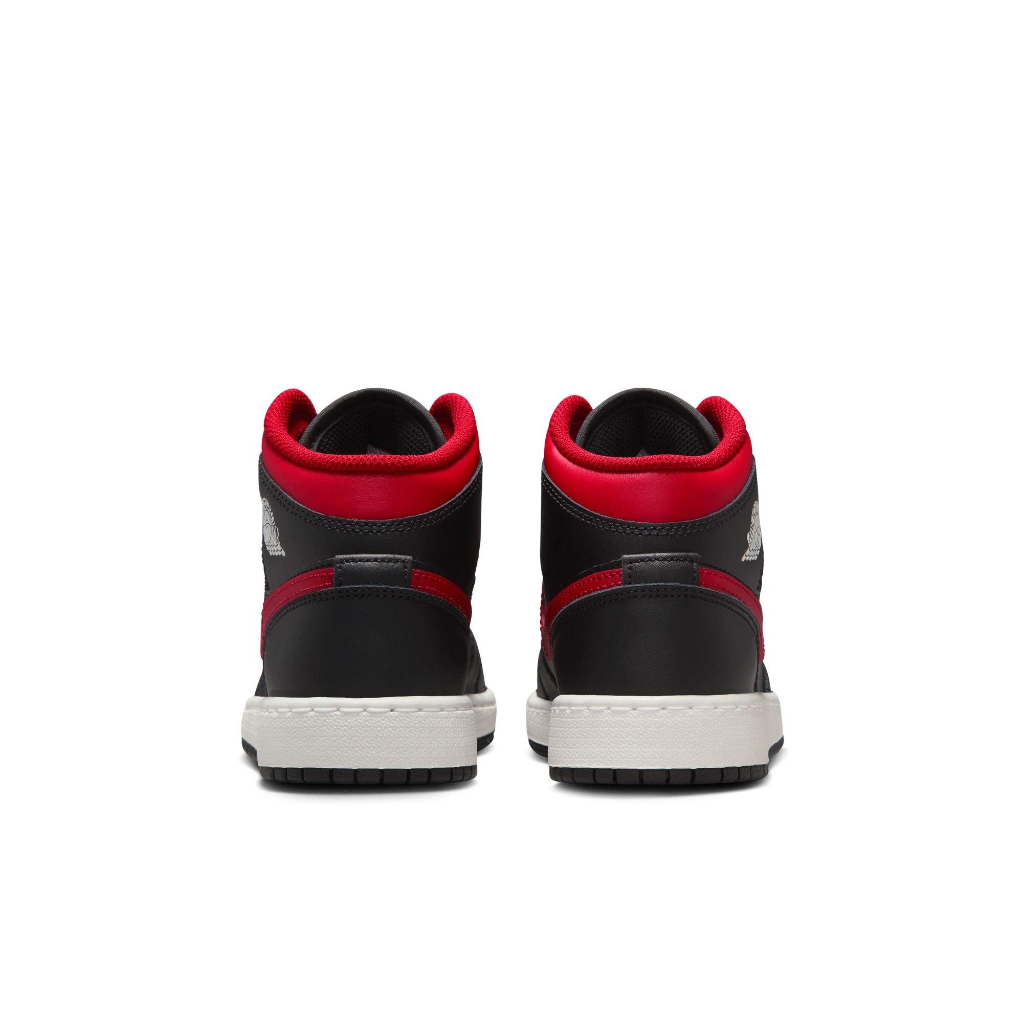 Jordan 1 Mid Grade School Boys' "Black/Varsity Red/Summit White" Shoe