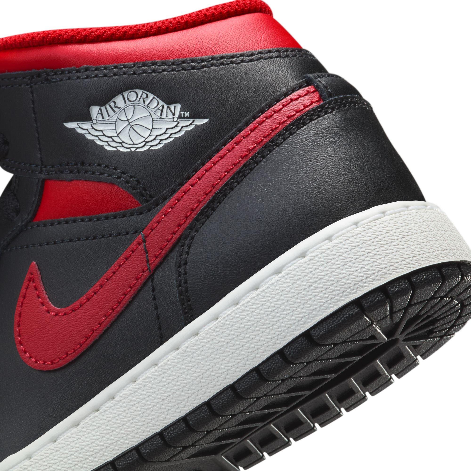 Jordan 1 Mid Grade School Boys' "Black/Varsity Red/Summit White" Shoe