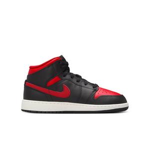 Jordan 1 Mid "Black/Varsity Red/Summit White" Grade School Boys' Shoe